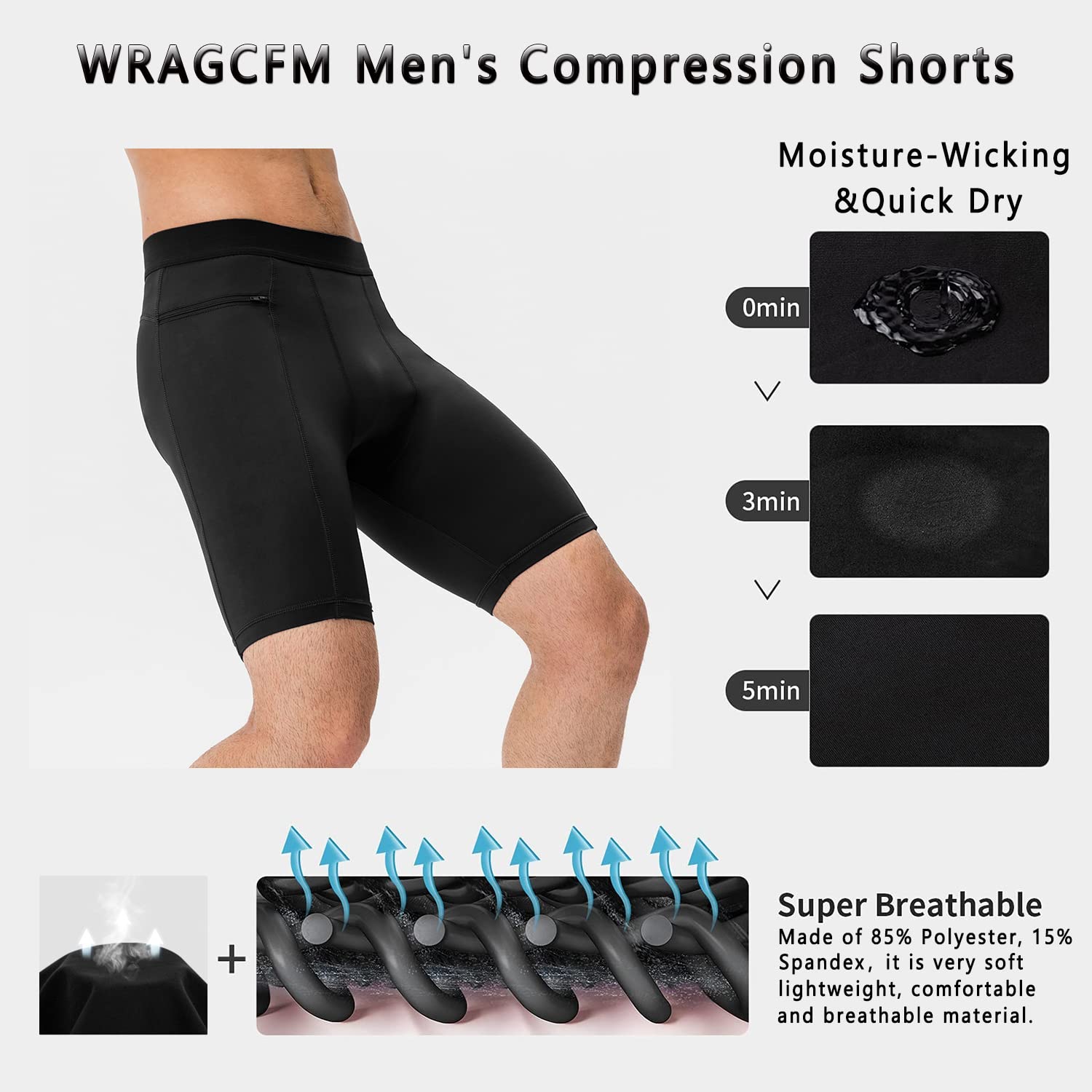 **Men's Compression Shorts with Pockets - Breathable Workout Shorts for Running, Gym & Sports - Moisture-Wicking Active Underwear for Men (Ideal for Training, Jogging & Fitness)**