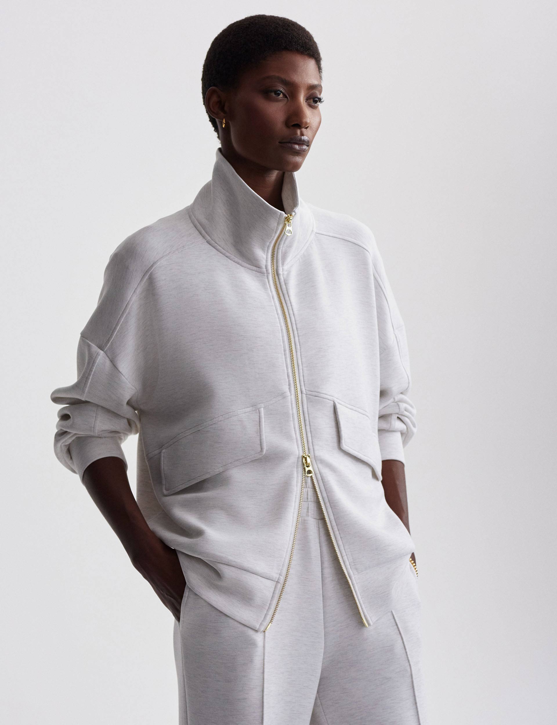 Garcia Zip Through Sweatshirt Ivory Marl - Comfortable Pullover Hoodie for Men & Women | Perfect for Casual Wear, Gym, and Outdoor Activities