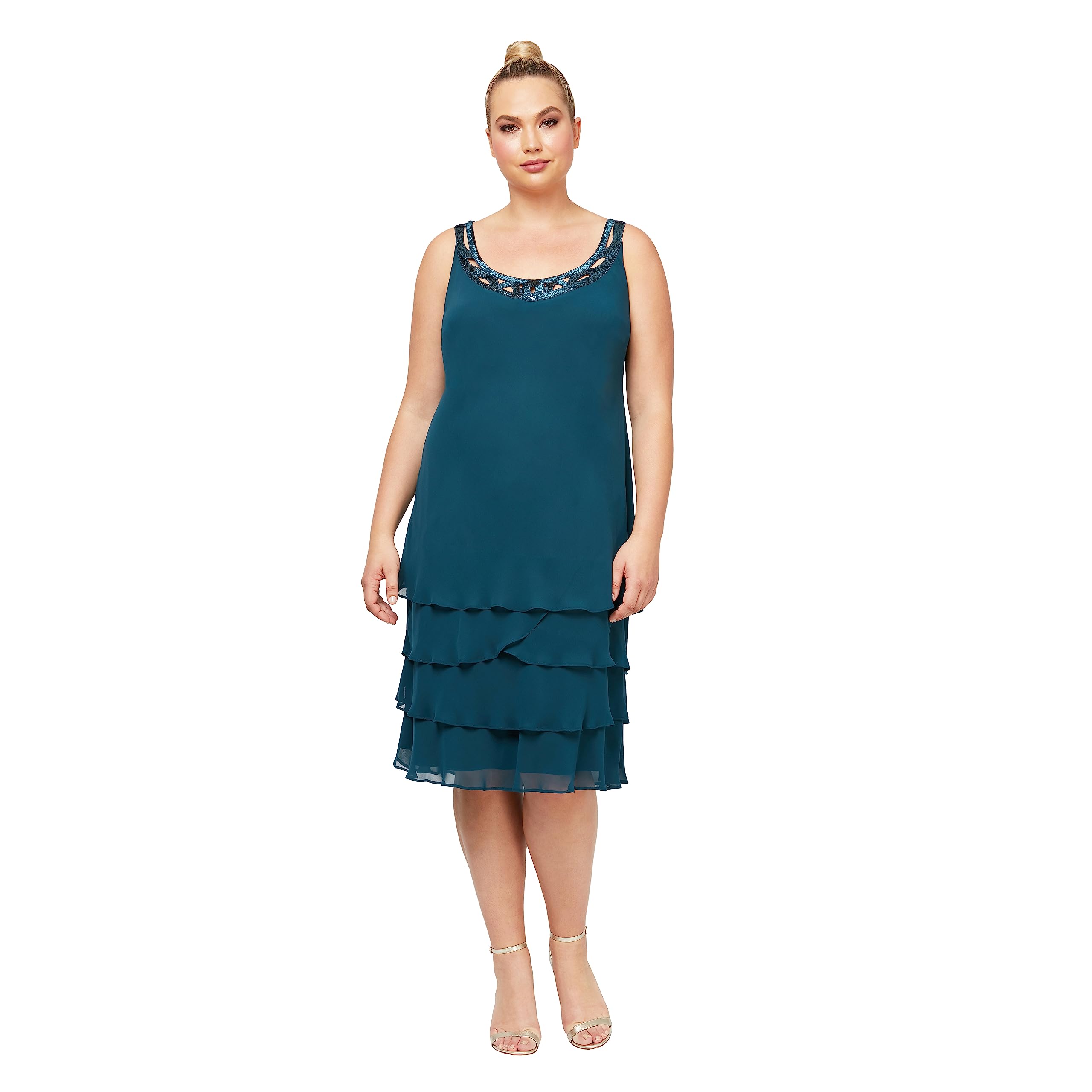 Plus Size Embellished Shoulder Chiffon Jacket for Women | Elegant Tiered Blazer | Mother of The Bride Dress | Perfect for Weddings, Parties & Special Occasions