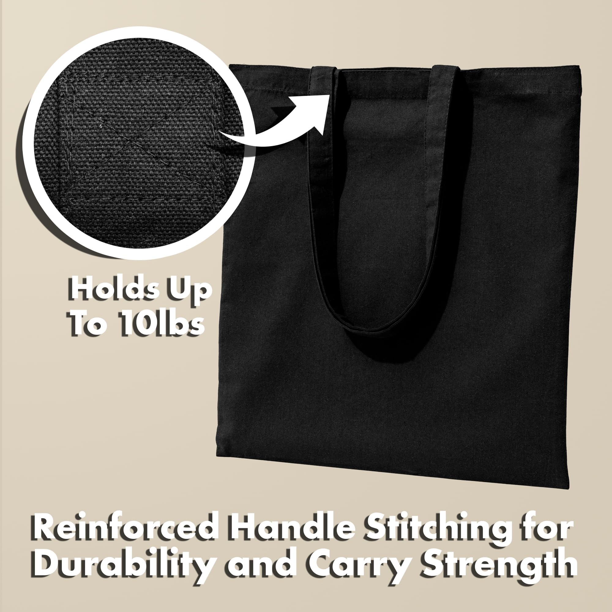 Eco-Friendly Organic Cotton Canvas Tote Bags Bulk - Reusable Shopping Bags for Groceries, Beach & Everyday Use | Carrywell (Not Made in China)