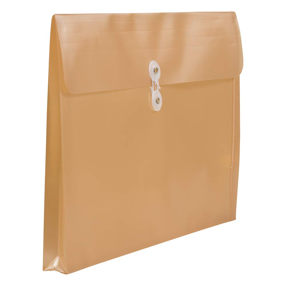 JAM PAPER Gold Plastic Envelopes 12-Pack - Button & String Closure for Legal Documents