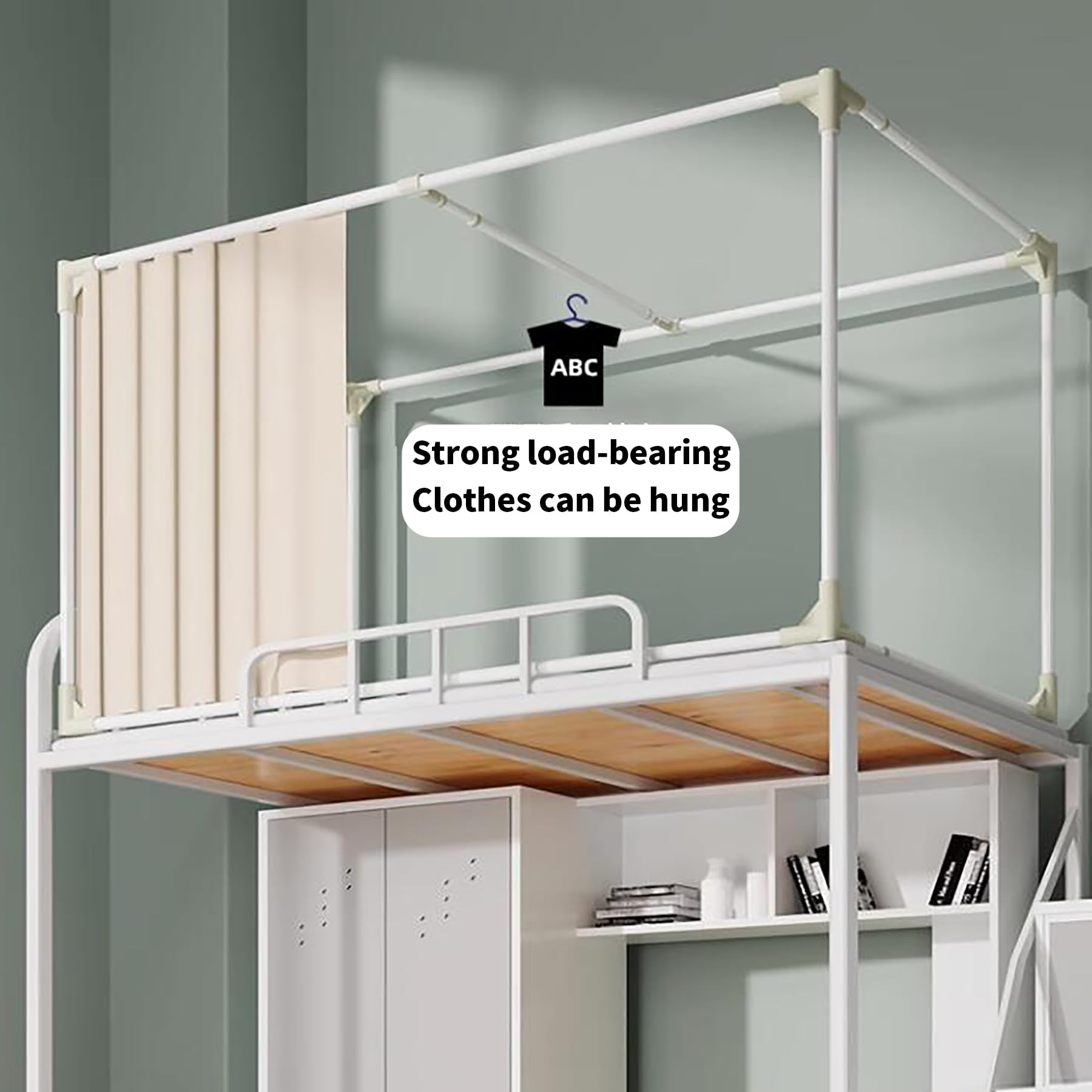 Twin Bunk Bed Tent Canopy - 4 Corner Post Frame with Retractable Design for Top Bunk | Dorm Room Decor & Kids' Sleep Fort | Perfect for College Students & Children's Bedrooms
