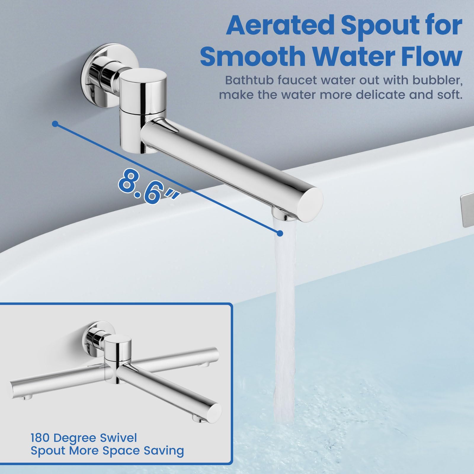 Chrome Polished 12-Inch Round Rain Shower Head & 3-Function Shower System with Handheld Spray - Airuida Tub Shower Faucet Set with Swivel Spout & Rough-in Valve for Bathroom Renovation & Spa-Like Experience