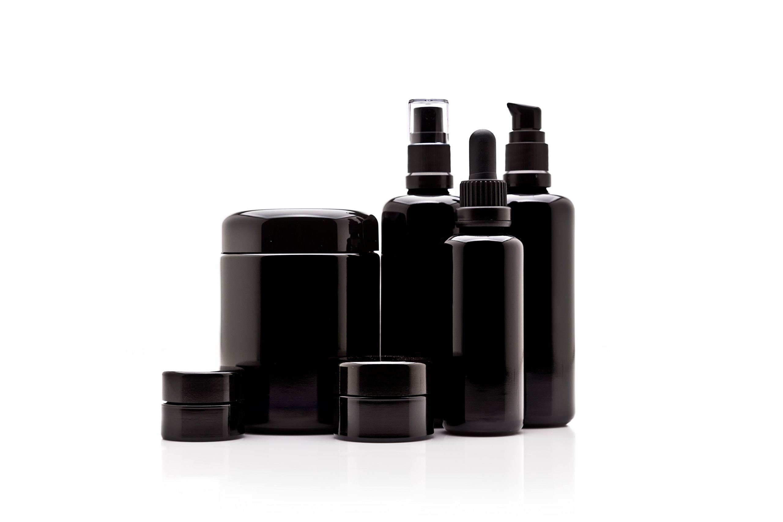 Infinity Jars Cosmetic DIY Variety Pack - 5ml, 15ml, 250ml Screw Top Jars, 100ml Push Pump Bottle, 100ml Fine Mist Spray Bottle, 50ml Dropper Bottle for Essential Oils, Skincare, Haircare & Travel Toiletries | Perfect for DIY Beauty Products, Homemade Creams & Natural Cosmetics Storage
