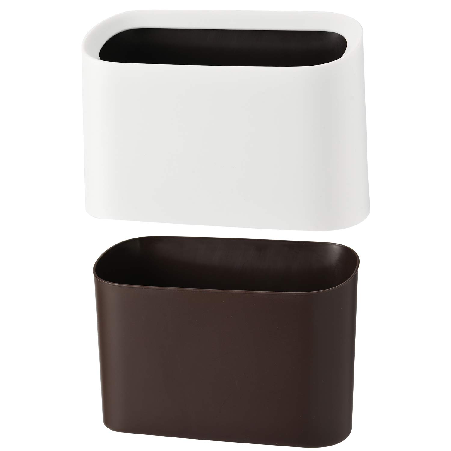 SUBEKYU 0.4 Gallon Mini Countertop Trash Can - Small Plastic Waste Bin for Office, Kitchen, Bathroom & Bedroom - Compact Desktop Garbage Can in White - Perfect for Desks, Nightstands & Small Spaces