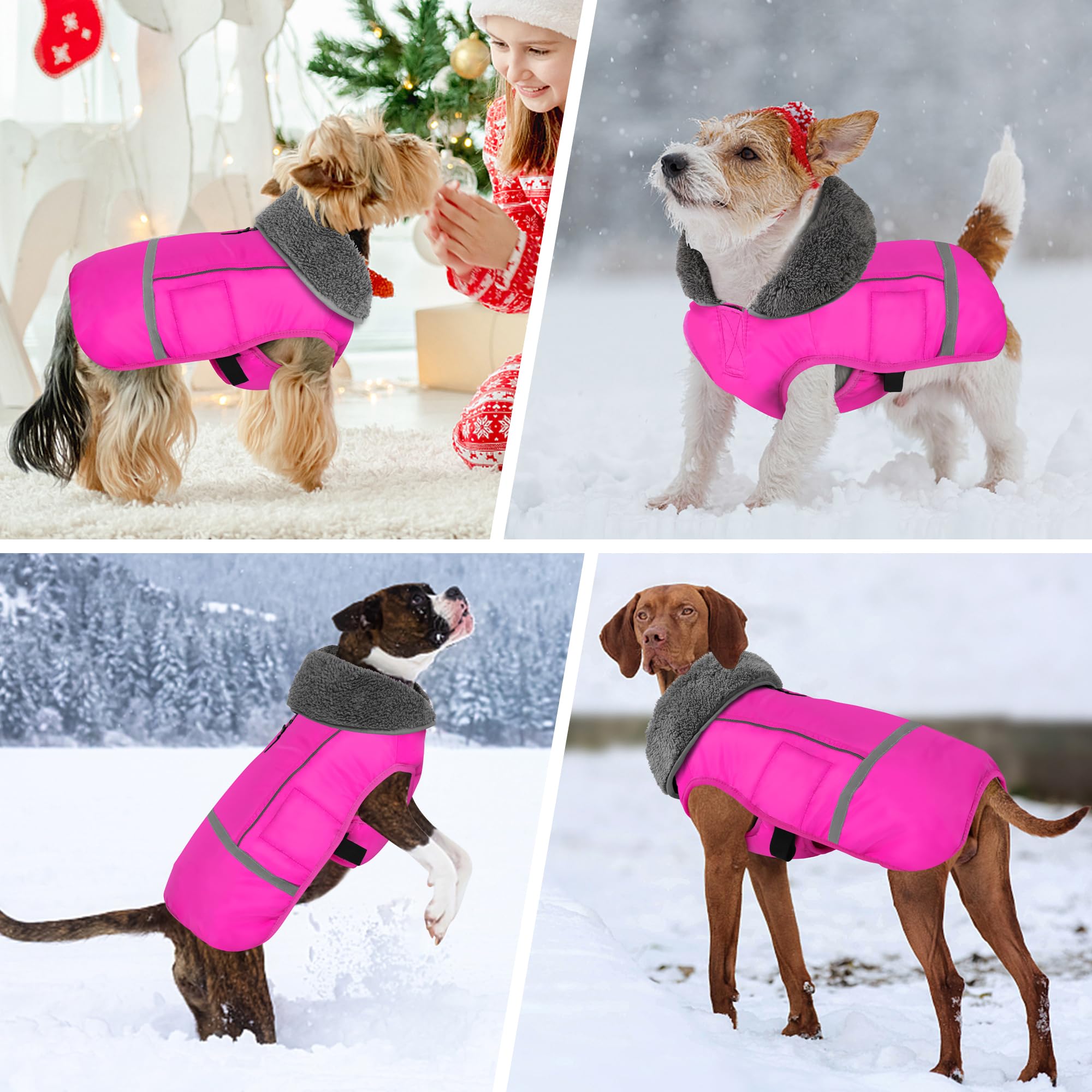 Dogcheer Warm Fleece Dog Coat with Reflective Collar - Waterproof Windproof Winter Jacket for Small Medium Large & X-Large Dogs - Perfect for Cold Weather Walks, Snow Play & Outdoor Adventures