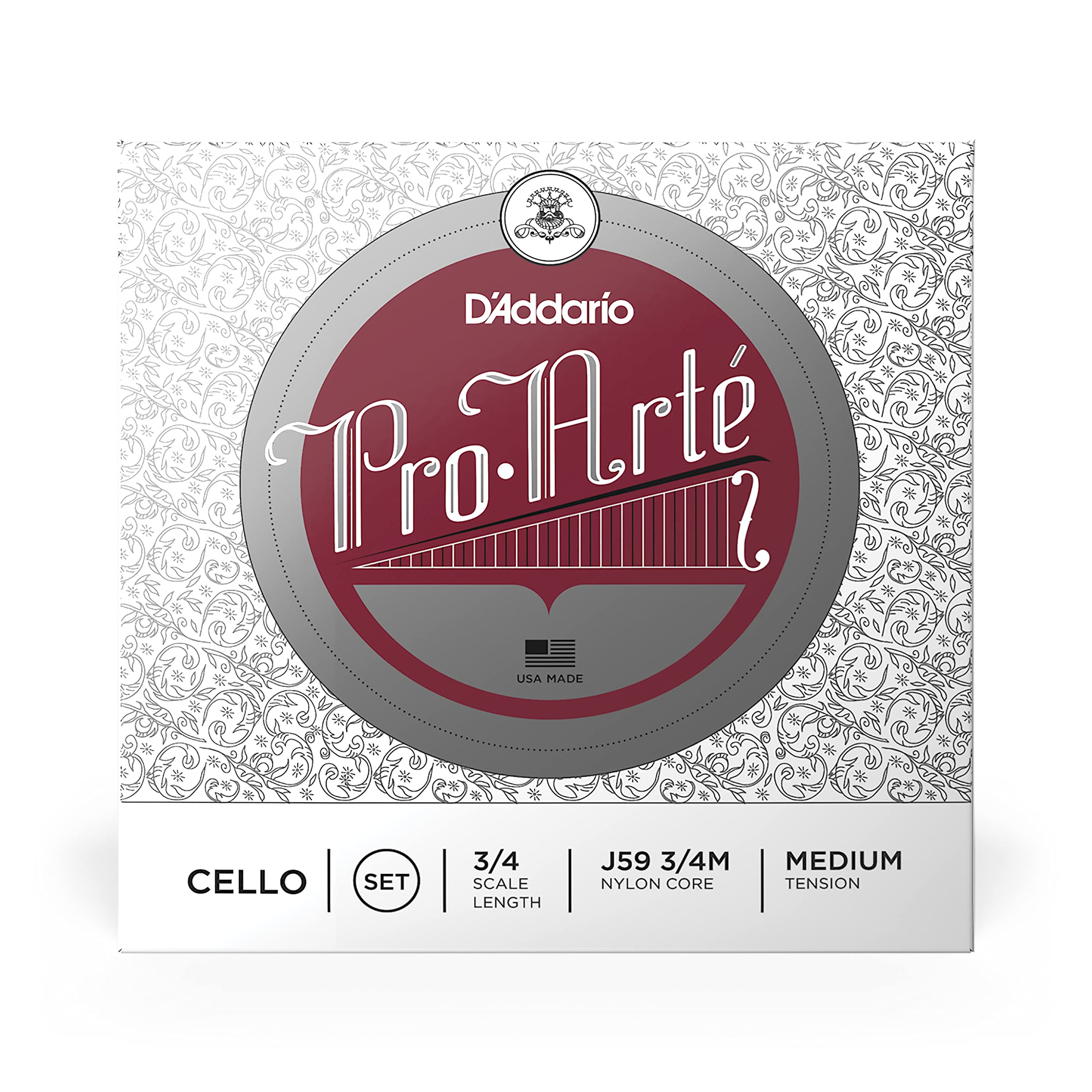 D'Addario Pro-Arte Cello Strings Set - 3/4 Scale Medium Tension for Professional Cellists | Perfect for Classical Music Performances & Practice Sessions