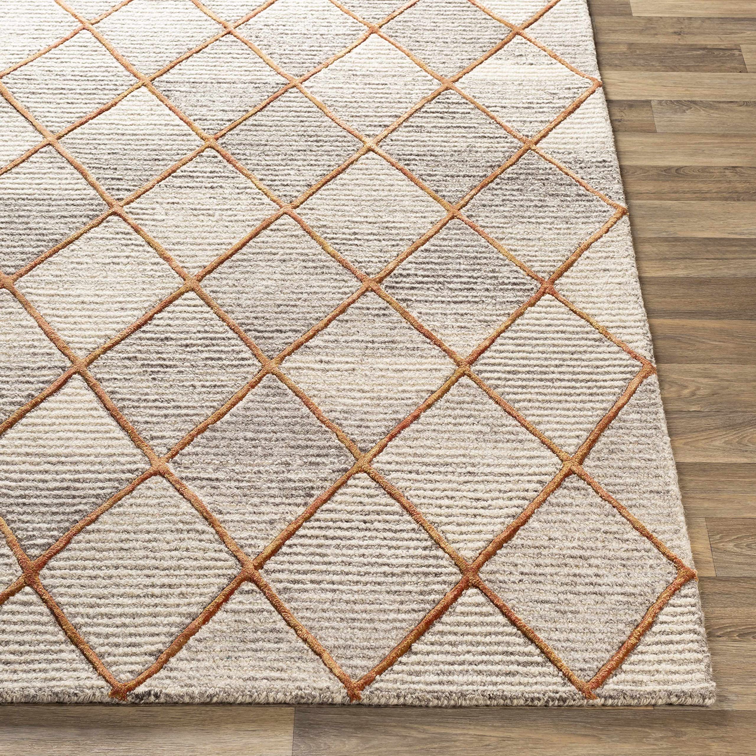 Premium Hauteloom Sharpes Wool Area Rug 8' x 10' - Contemporary Dark Red, Mustard & Orange - Soft & Durable for Living Room, Bedroom, Office - Perfect for Modern Home Decor & Cozy Spaces