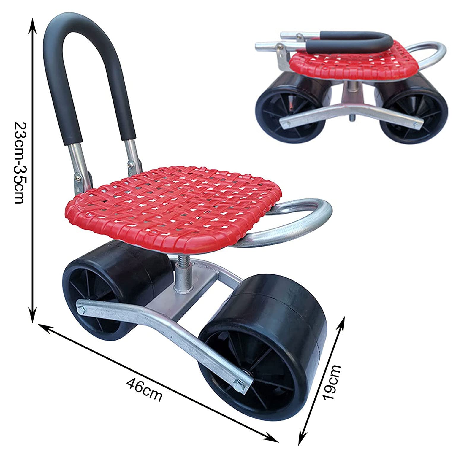 **Lightweight Rolling Garden Stool with 360° Swivel & Height Adjustment – Heavy Duty 190kg Capacity, Umbrella Stand – Perfect for Weeding, Planting, Cleaning & Outdoor Repairs (Ideal for Seniors & Gardeners)**