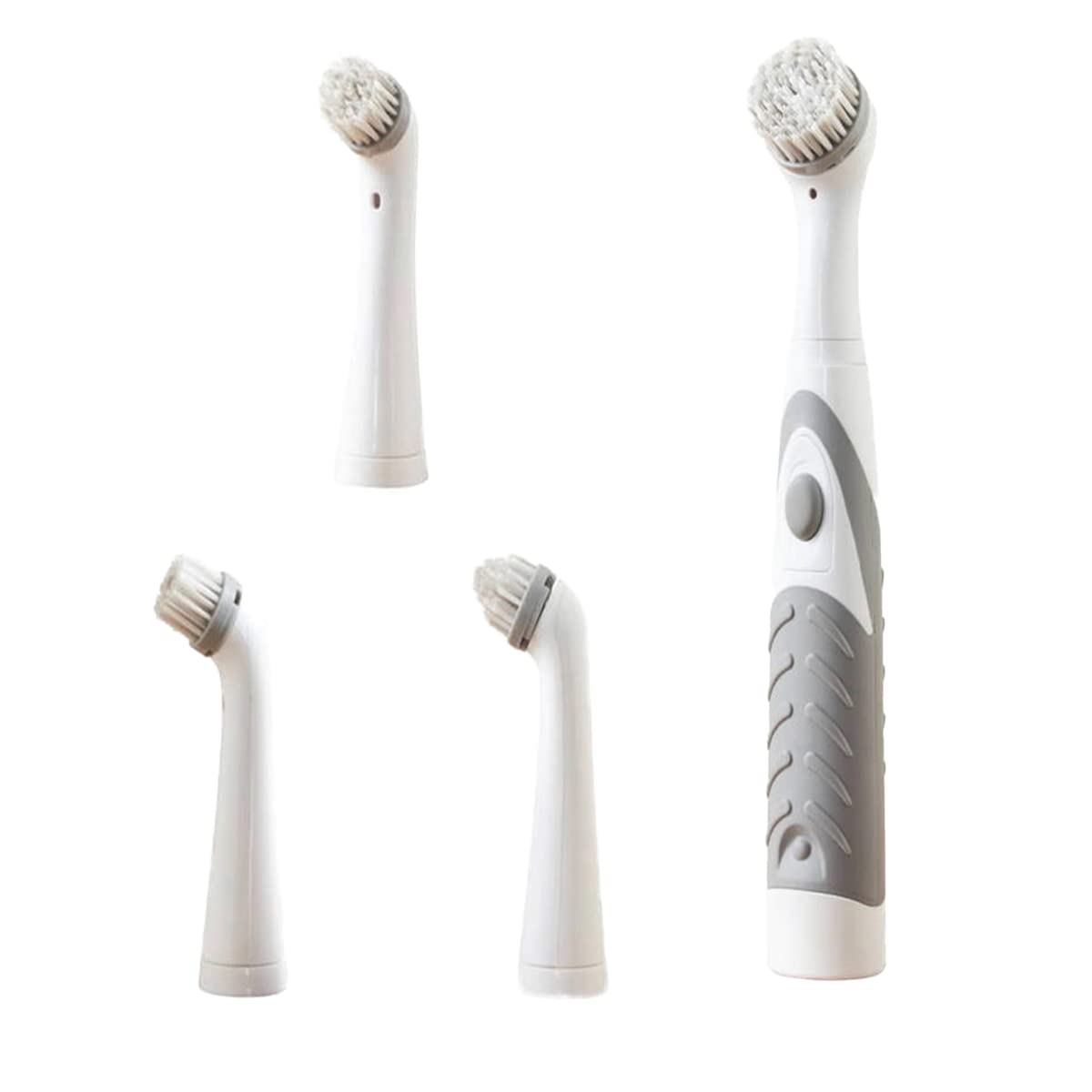 Rokrou Electric Spin Scrubber - Cordless Power Scrubber with 4 Multi-Purpose Brush Heads for Deep Cleaning Tile, Grout, Shower, Bathtub, Sink - Perfect for Bathroom, Kitchen & Household Cleaning (Grey)
