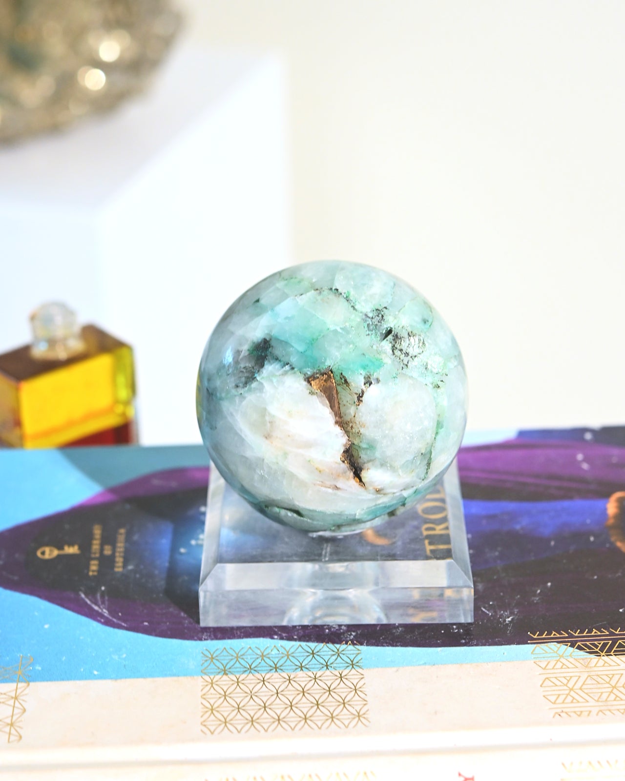 Natural Chrysocolla Sphere 3.2 Inch - Healing Crystal for Meditation, Home Decor & Spiritual Gifts | Perfect for Yoga, Reiki & Energy Work