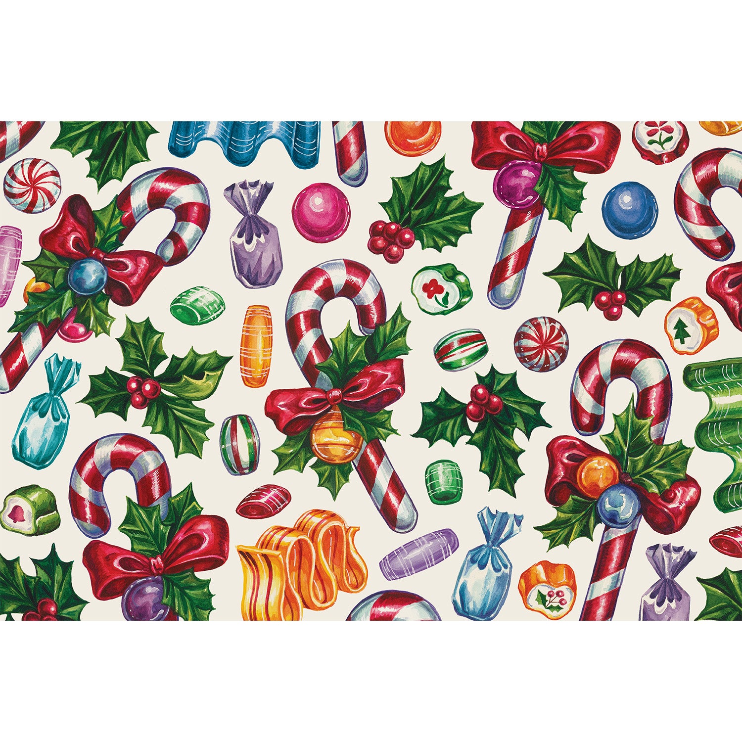 Christmas Candy Cane Shoppe Placemat - Holiday Dining Table Decor for Festive Parties & Family Gatherings