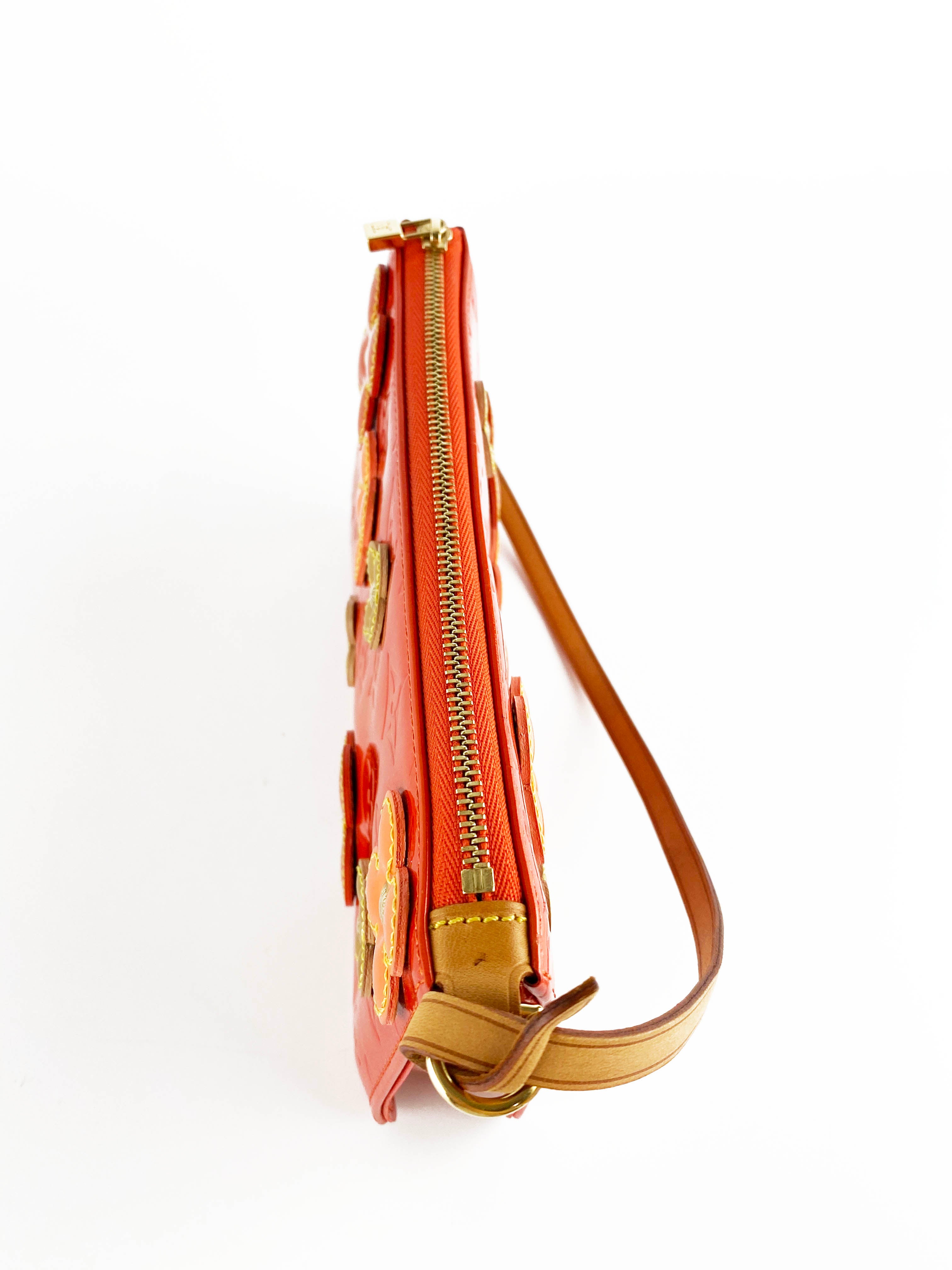 Authentic Louis Vuitton Orange Lexington Fleurs Pochette Crossbody Bag - Luxury Designer Handbag for Women, Perfect for Date Night & Evening Events