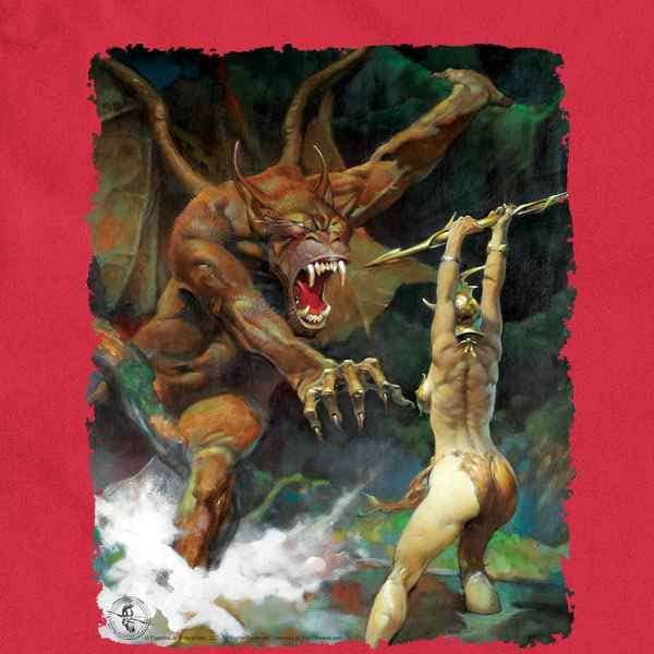 Frank Frazetta Beauty and The Beast Art Long Sleeve Graphic T-Shirt - Pop Culture Vintage Tee for Disney Fans & Fantasy Lovers - Perfect for Cosplay, Comic Con & Casual Wear