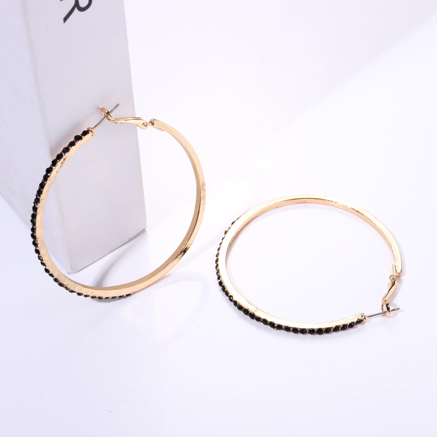 Sparkling Crystal Hoop Earrings for Women - Large Rainbow Rhinestone Circle Earrings for Sensitive Ears | Fashion Jewelry for Parties, Weddings & Everyday Wear