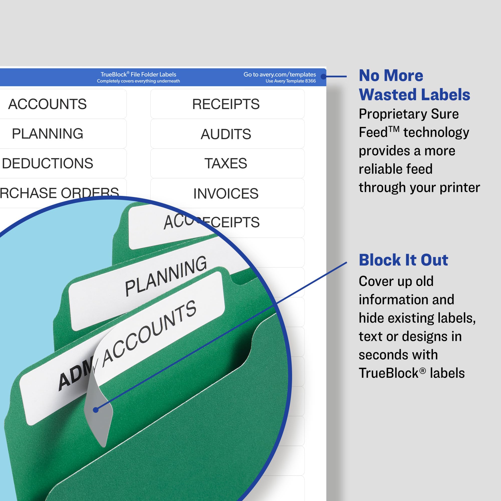 Avery TrueBlock Extra Large File Labels, 15/16