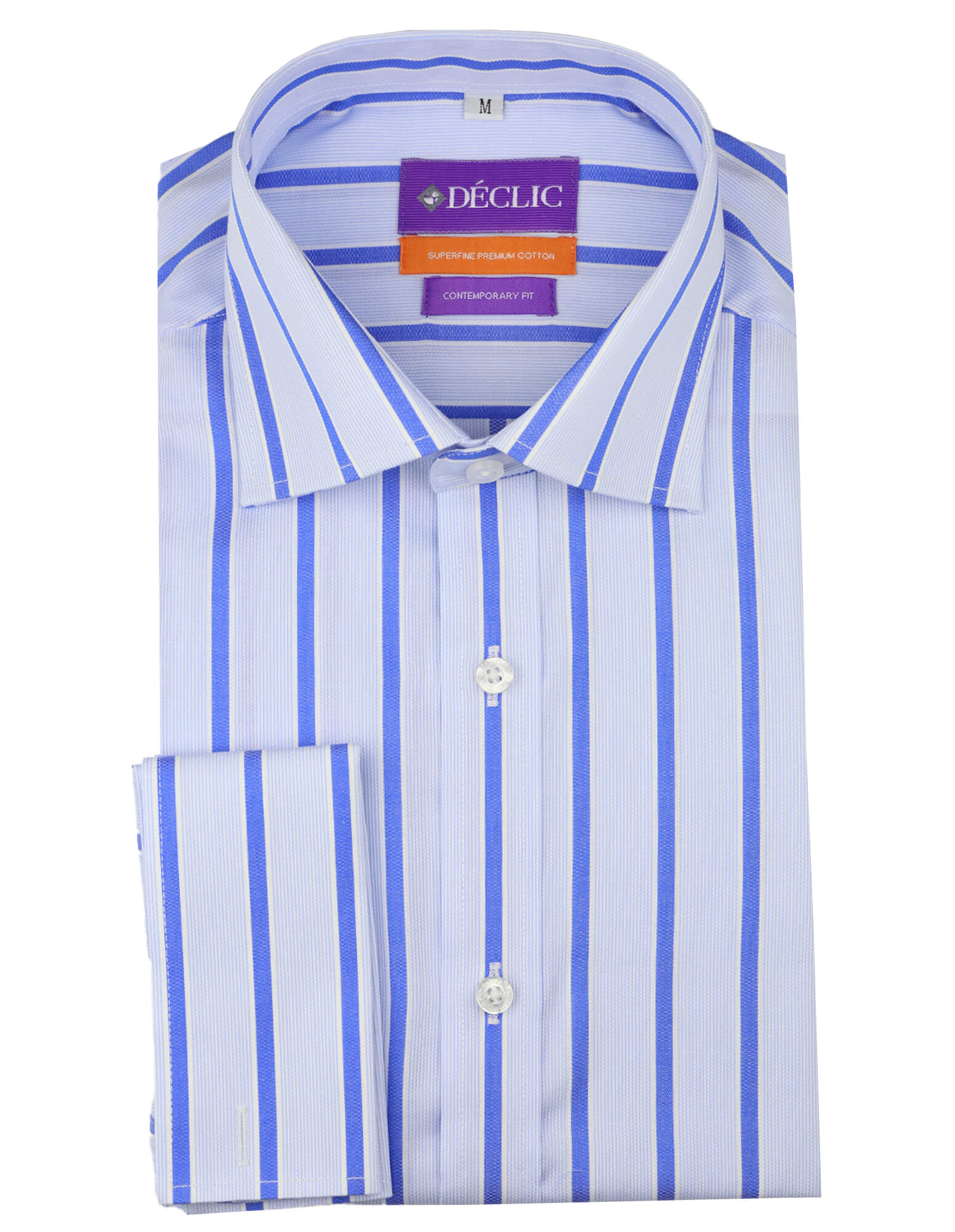 DÉCLIC Bateman Stripe Shirt for Men - Classic Blue Casual Button Down Shirt | Office Wear, Date Night & Business Casual Outfits