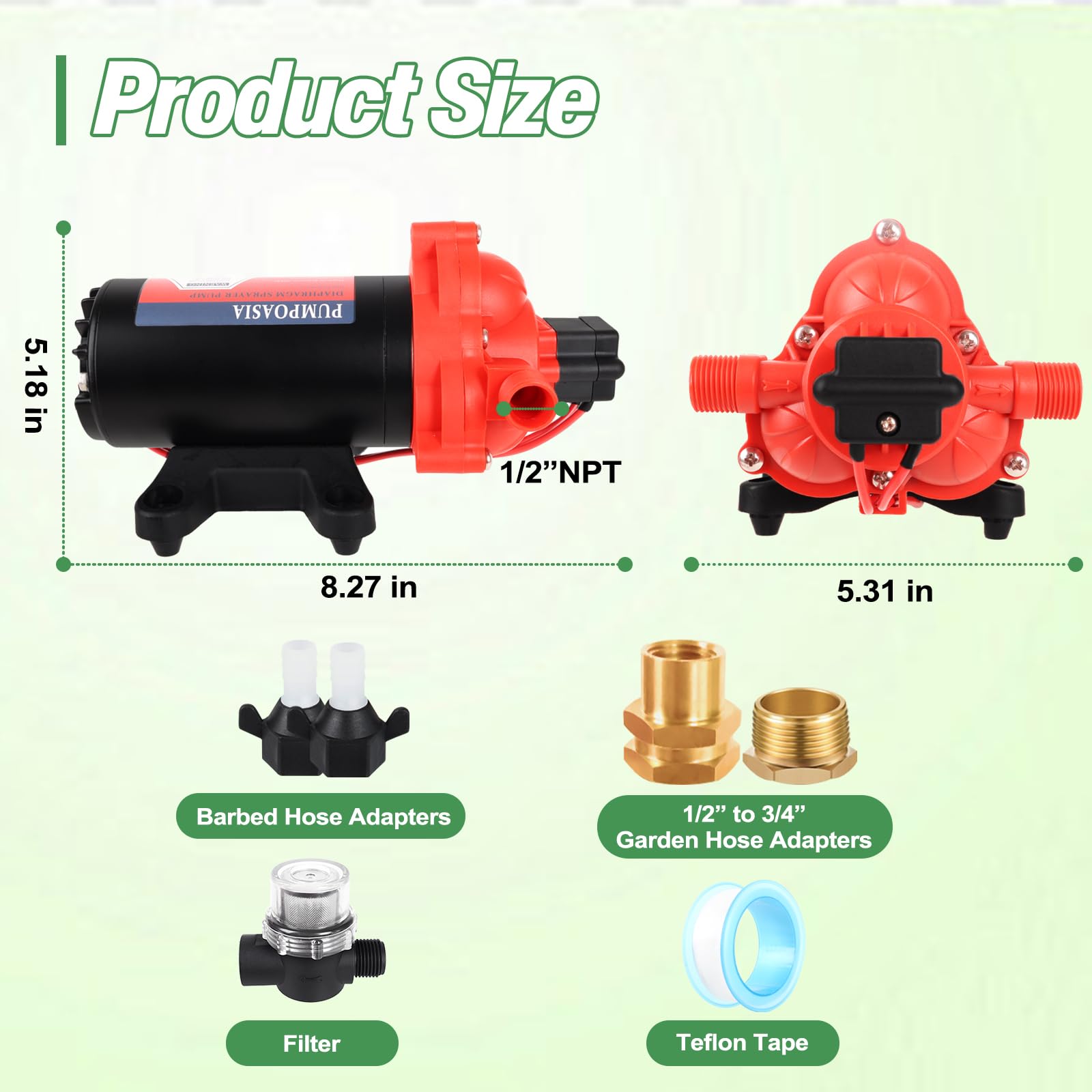 12V Diaphragm Pump 5.5GPM 10Amp 60PSI - Chemical & Corrosion Resistant Self-Priming Water Pump with Pressure Switch - Ideal for Agricultural Spraying, RV Water Systems, Boat Bilge Pumps, and Industrial Fluid Transfer