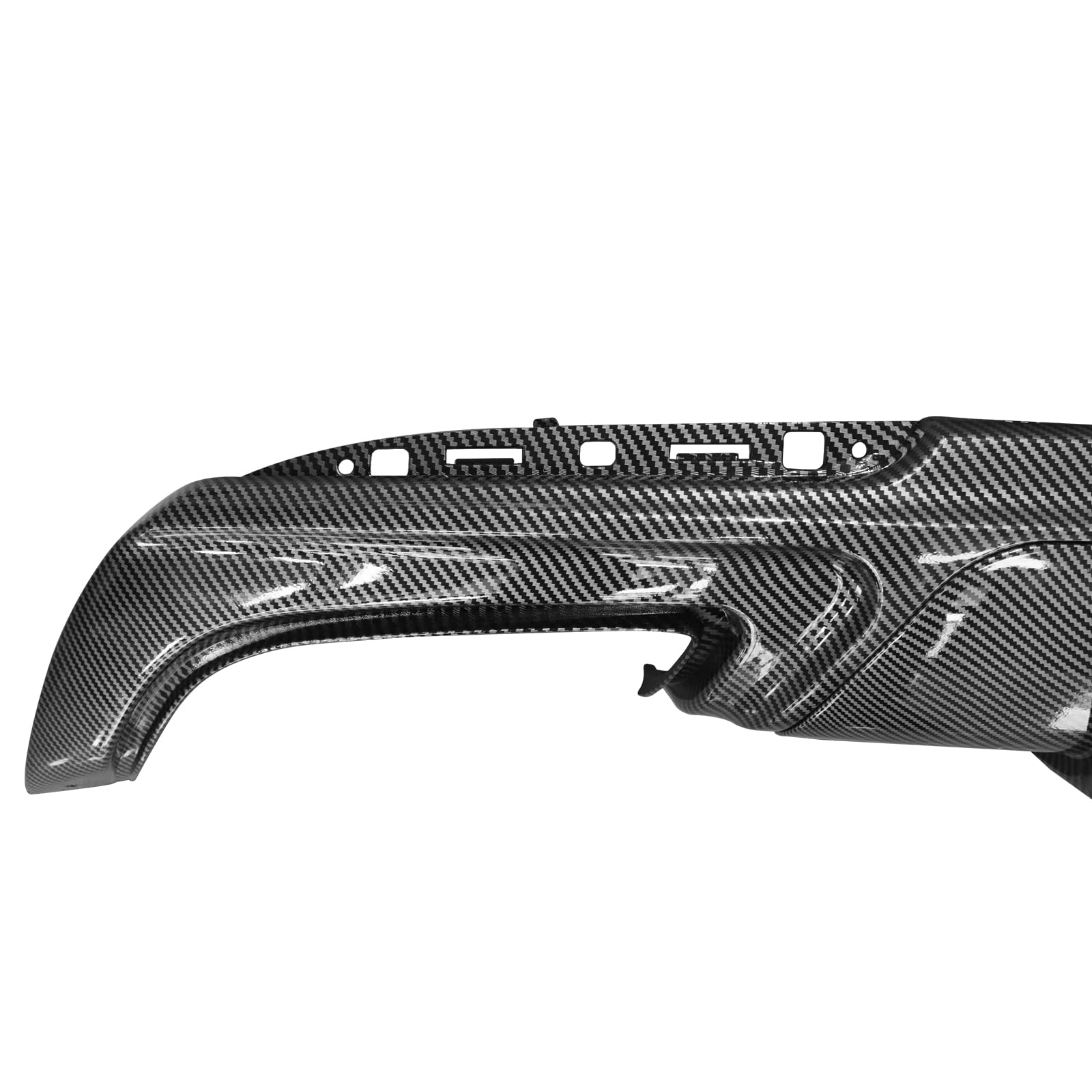 FREEMOTOR802 Rear Diffuser for 2015-2023 Chrysler 300 | IKON V1 Style Carbon Fiber Print PP Bumper Lip | Lower Valance Diffuser & Shark Fin Splitter 2-Piece Set | Upgrade Your Car's Rear Styling & Aerodynamics