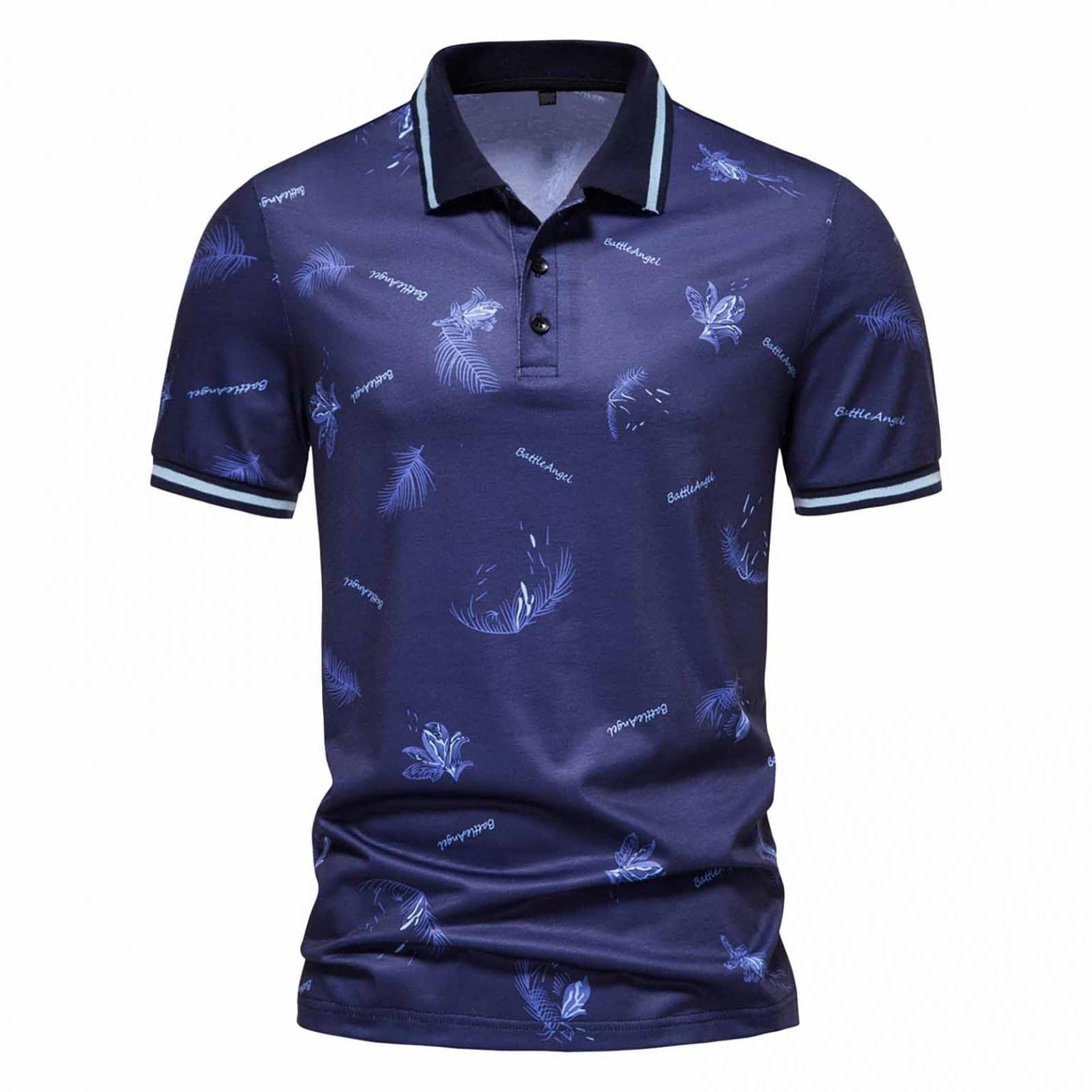 Men's Slim Fit Golf Polo Shirt - Fashion Print Short Sleeve Button Lapel T-Shirt Tops, Pullover Style for Casual & Sports Wear