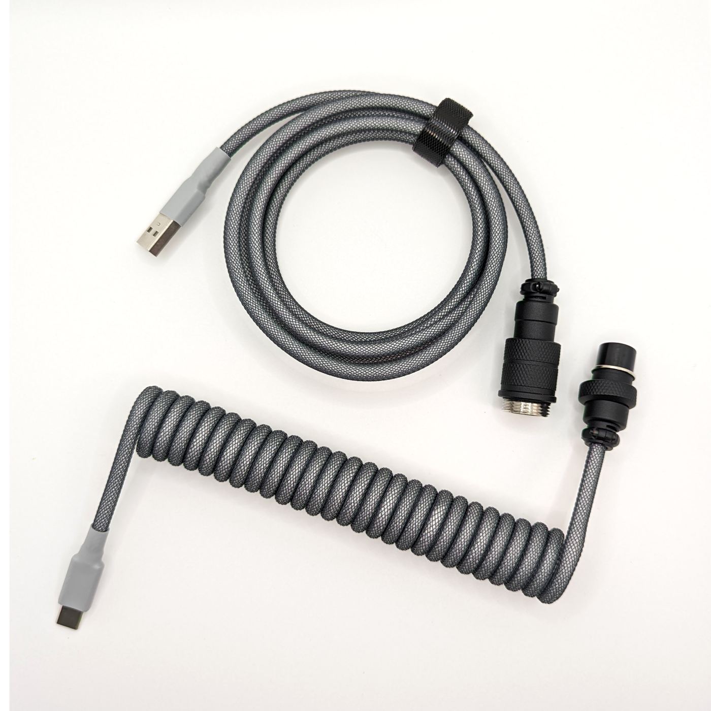 Premium Coiled Keyboard Cable - Carbon Fiber Aviator USB-C/USB-A for Mechanical Keyboards | Gaming, Office & Home Workspace Setup