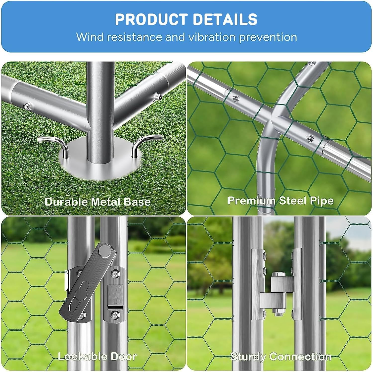 Large Metal Chicken Coop with Waterproof UV-Resistant Cover - 9.8'x6.6'x6.4' Outdoor Poultry Pen for Chickens, Ducks & Rabbits - Durable Backyard Farm Animal Shelter for Free Range & Protection