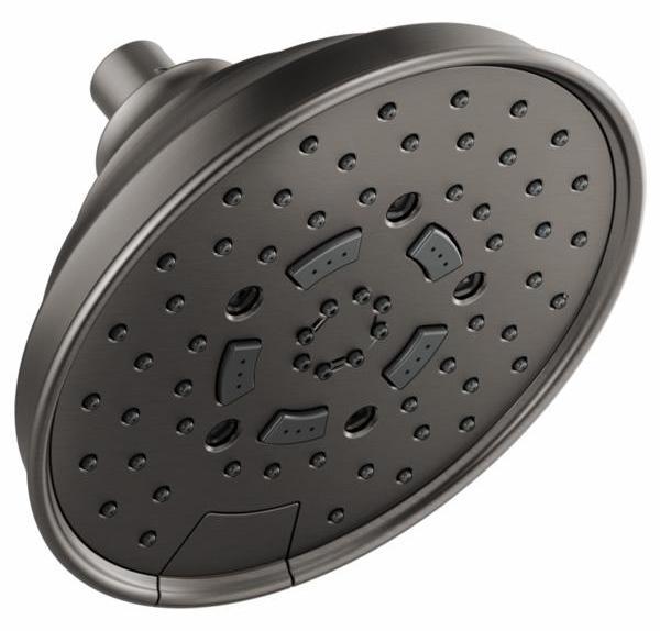 Brizo Luxe Steel 87495 SL 7-Inch Classic Round H2Okinetic 5-Function Shower Head - 1.75 GPM Water-Saving Design for Spa-Like Experience | Perfect for Bathroom Renovation & Luxury Home Upgrade
