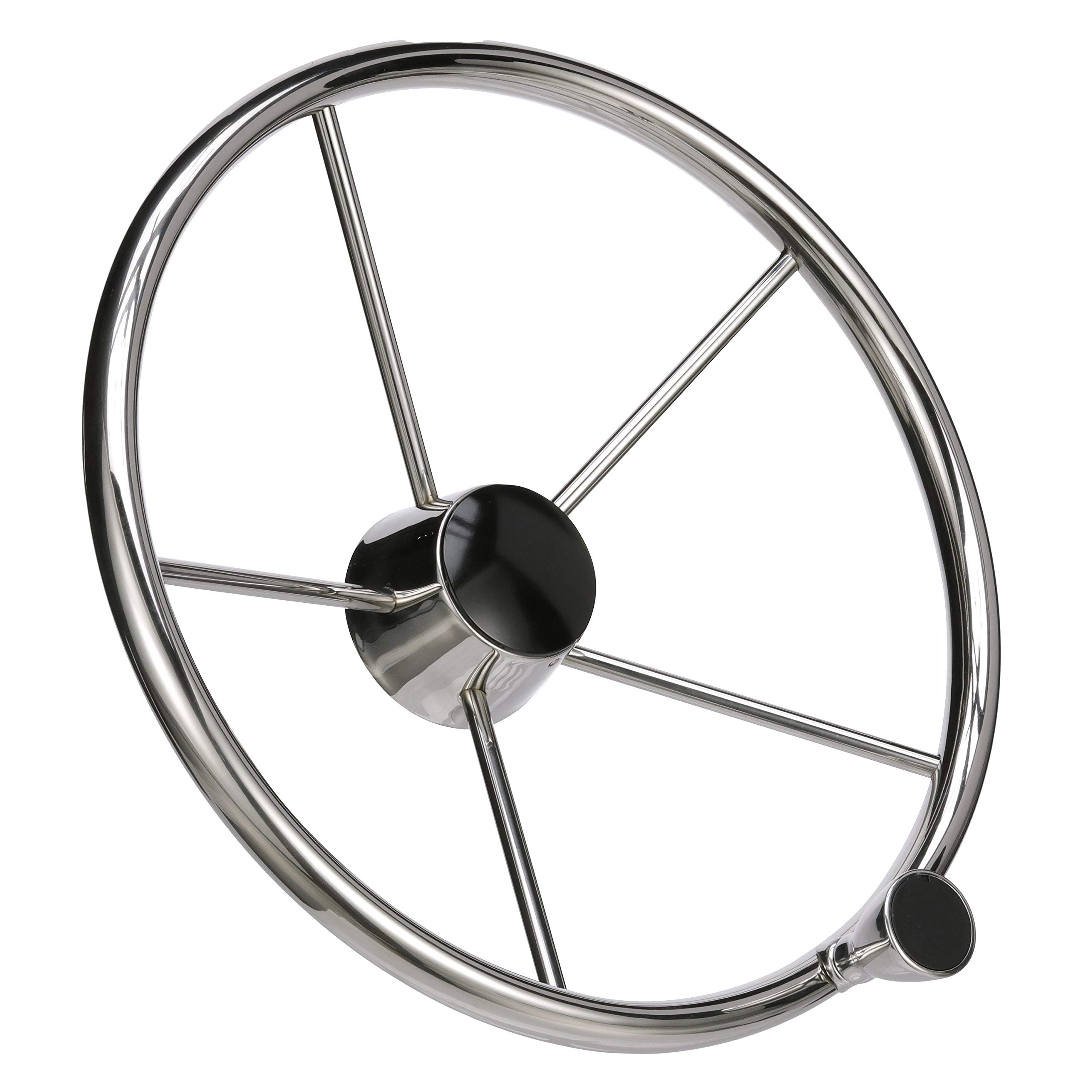 Seachoice 5-Spoke Destroyer Steering Wheel - Black Marine Boat Steering Wheel for Fishing & Cruising Boats - Perfect for Offshore & Inshore Watercraft
