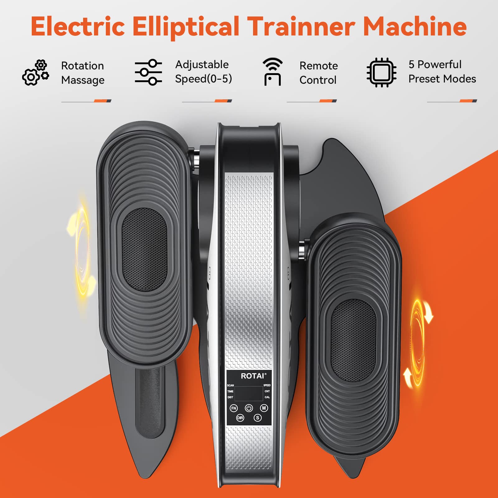 Under Desk Elliptical Machine - Electric Foot Pedal Exerciser for Leg Circulation & Massage | Portable Home/Office Trainer with Remote & LCD Display | Ideal for Seniors, Sedentary Workers & Physical Therapy