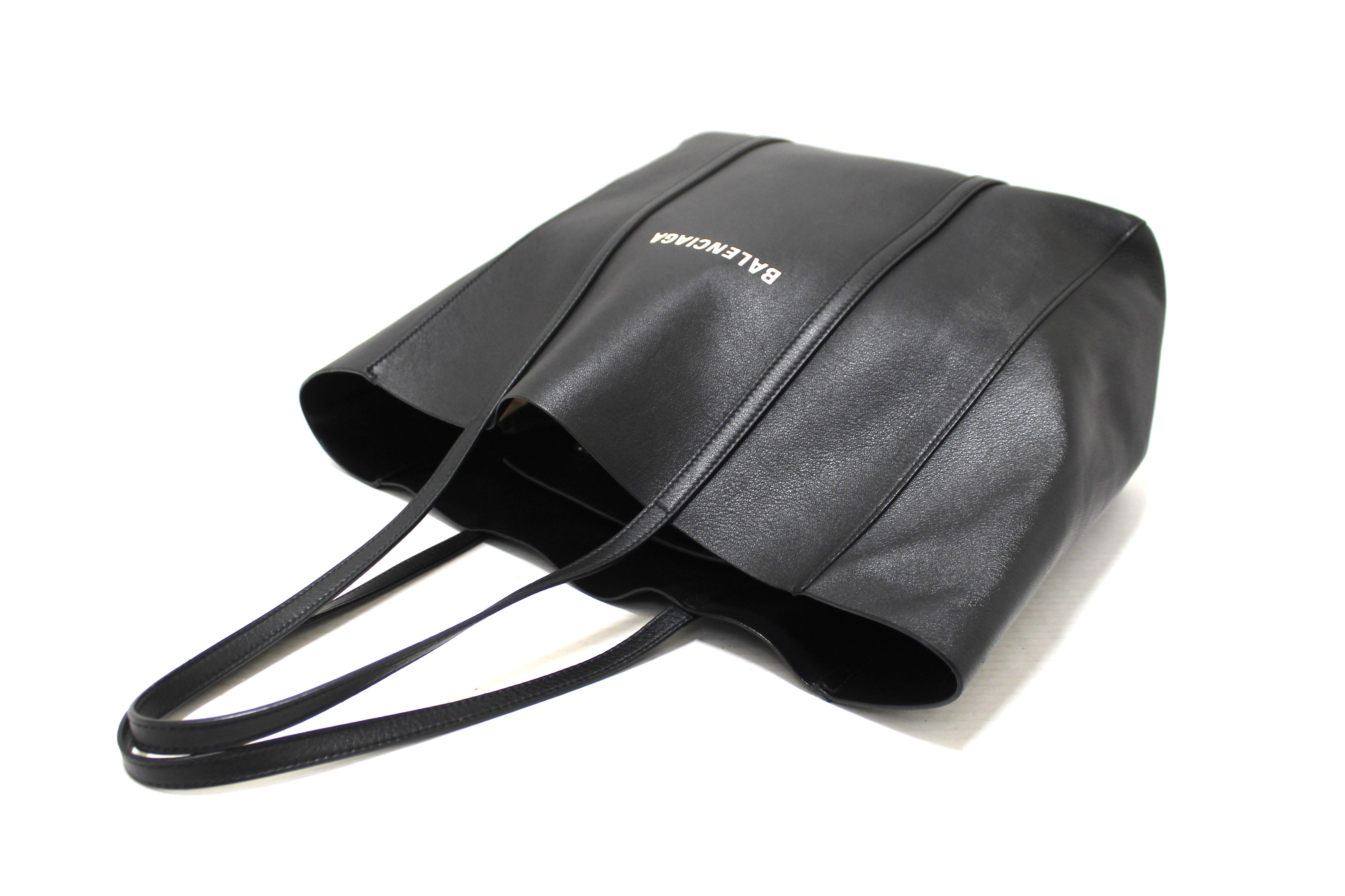 Balenciaga Black Calfskin Leather Everyday Small Tote Bag for Women - Stylish Designer Handbag for Work, Travel & Daily Use
