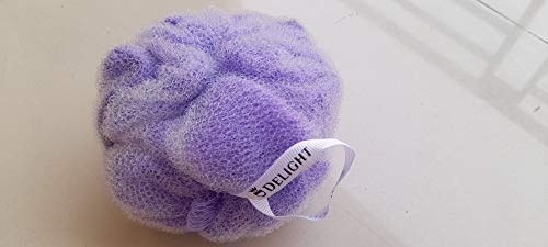 DELIGHT Round Exfoliating Bath Scrubber Sponge - Dead Skin Removal for Men & Women | Soft Pumice Stone for Shower & Pedicure (BLF-03, Purple) - Perfect for Daily Exfoliation & Foot Care