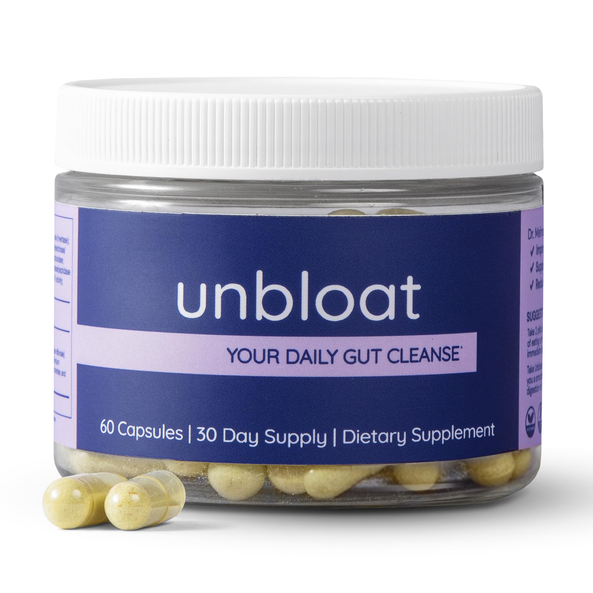 Anti-Bloat Pills for Women - Effective Bloating Relief & Digestive Support Supplement with Prebiotics & Probiotics | Gut Health Enhancer | 60 Count | Perfect for Post-Meal Comfort & Travel Bloating Relief