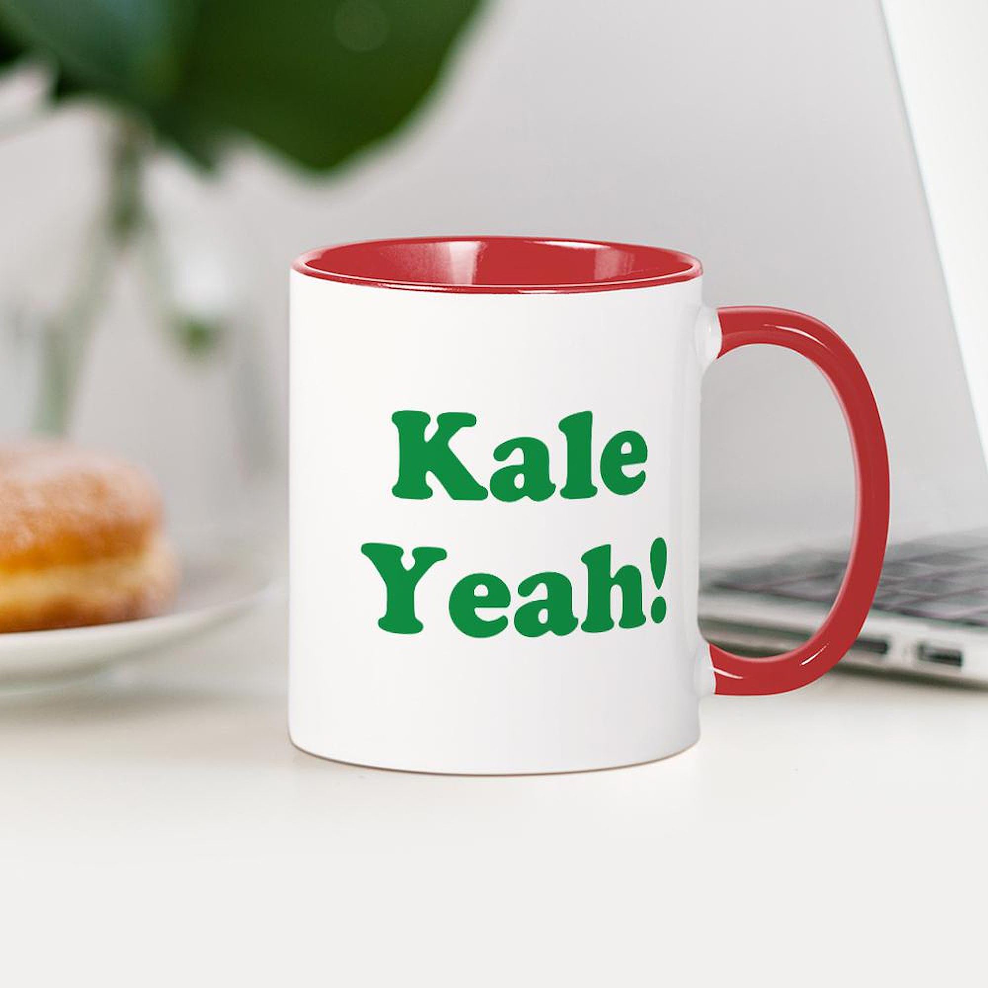Kale Yeah! 11 oz (325 ml) Ceramic Coffee Mug - Funny Novelty Tea Cup for Office, Home & Gifts - BPA-Free Dishwasher Safe Drinking Cup