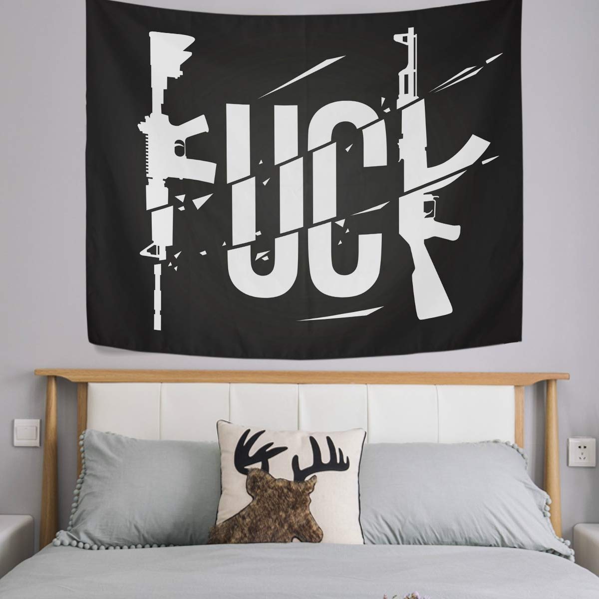 AGONA Gothic Tapestry - Black Skull & Guns Print Wall Hanging Decor | 60x51 Inch Large Wall Art for Bedroom, Living Room, Dorm | Perfect for Gothic Home Decor, Punk Room Aesthetic & Alternative Interior Design