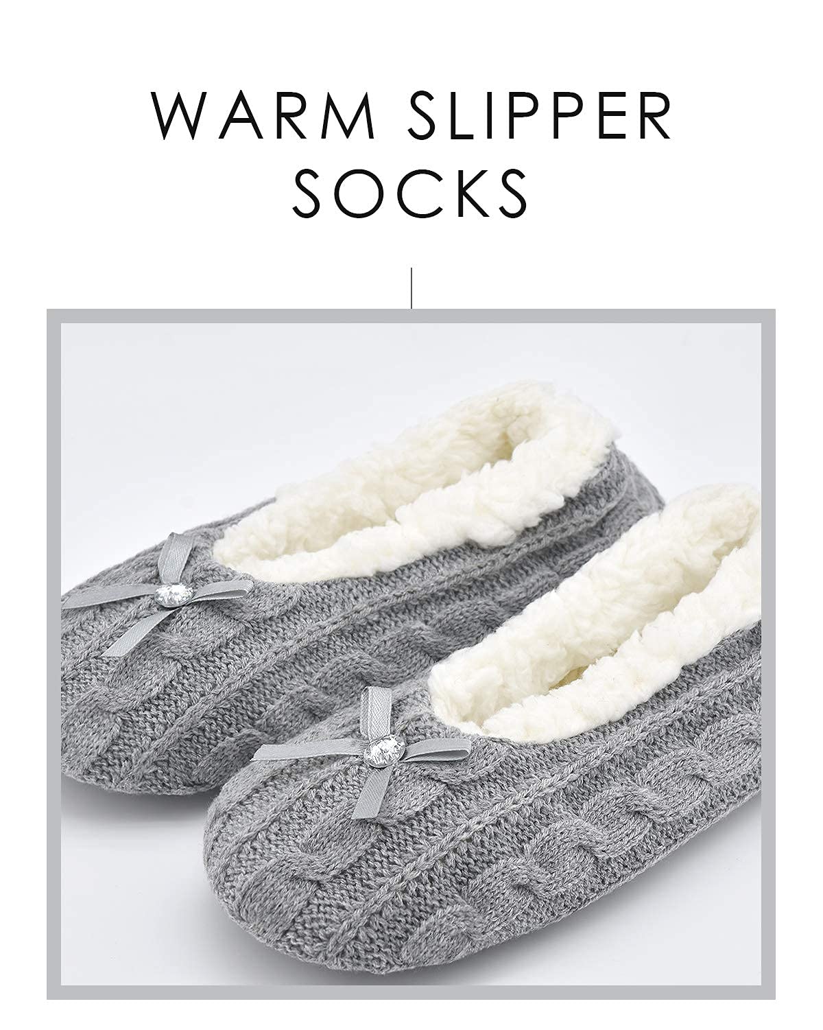 DICUIRD Women's Thick & Warm Non-Slip Slipper Socks - Cozy Knit House Shoes for Winter Indoor/Outdoor Use - Perfect for Home, Office & Travel
