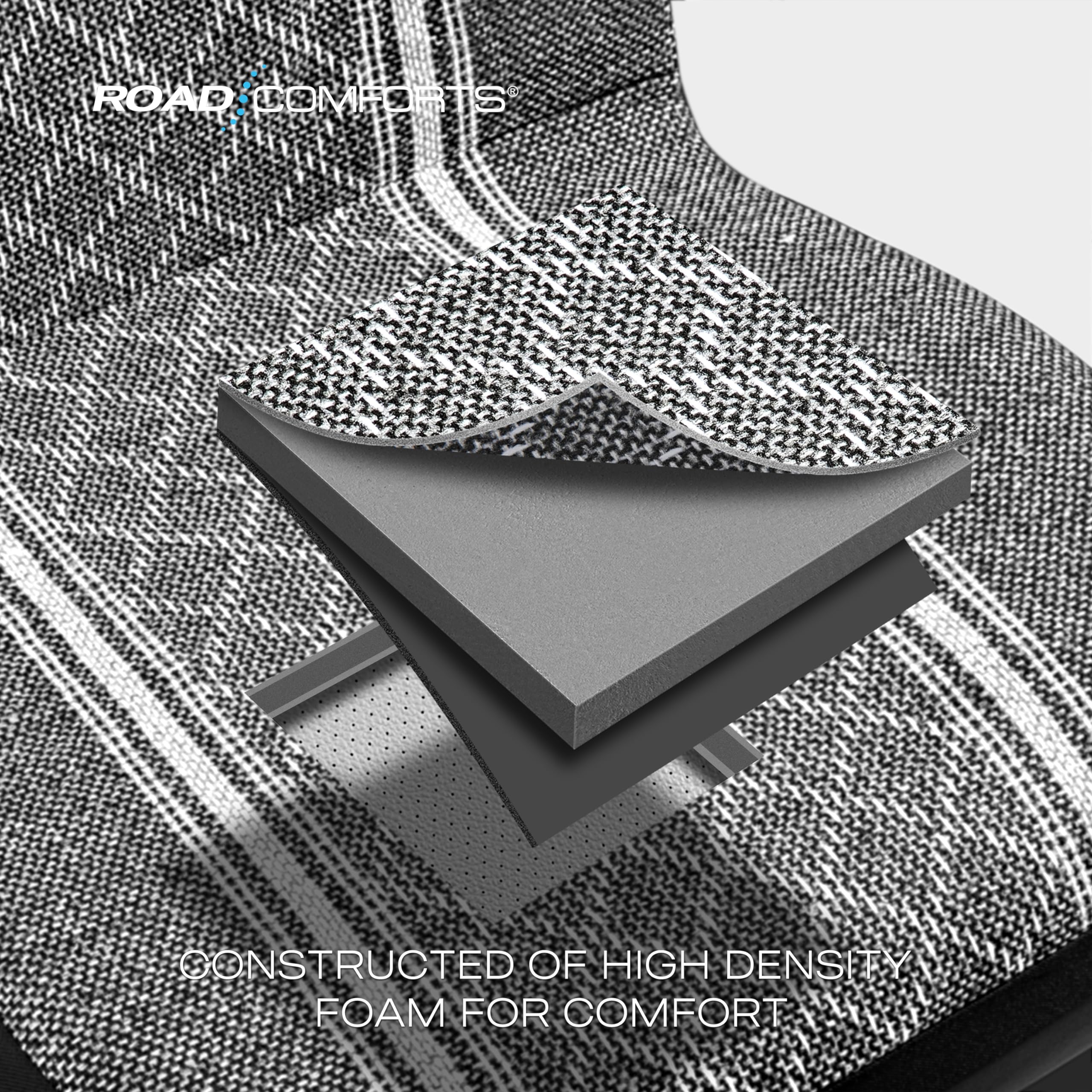 Road Comforts Baja Blanket Seat Covers - Gray Diamond Jacquard Fabric Bucket Seat Covers for Cars, Trucks, SUVs & Vans | Airbag Compatible, Universal Fit Low Back Design | Perfect for Road Trips, Camping & Daily Commute