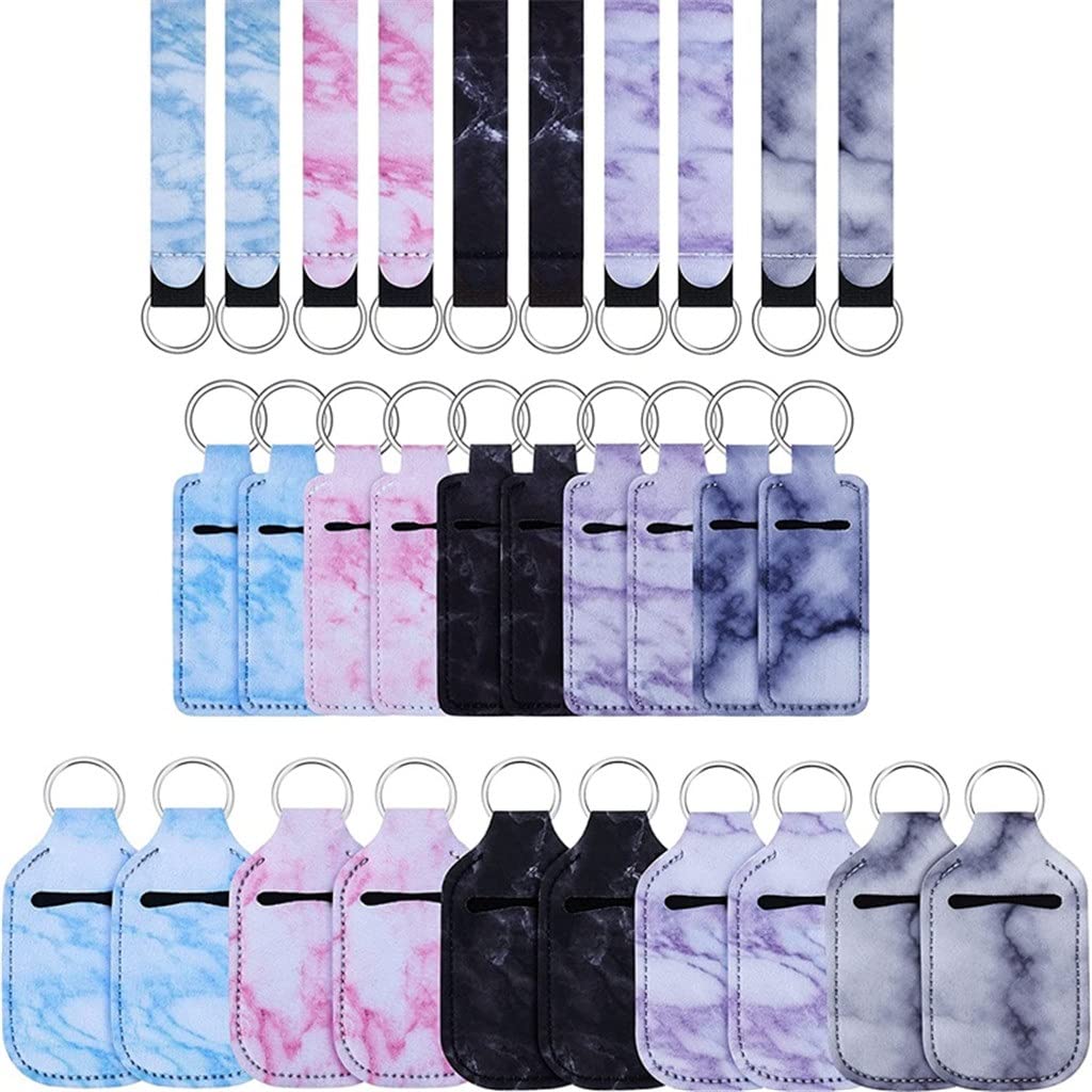 **30Pcs Marble Style Travel Bottle Keychain Set – Leak-Proof Mini Containers for Lotion, Perfume & Lipstick – Portable Wristlet Lanyards for Gym, Travel & Daily Use (Color A, One Size)**