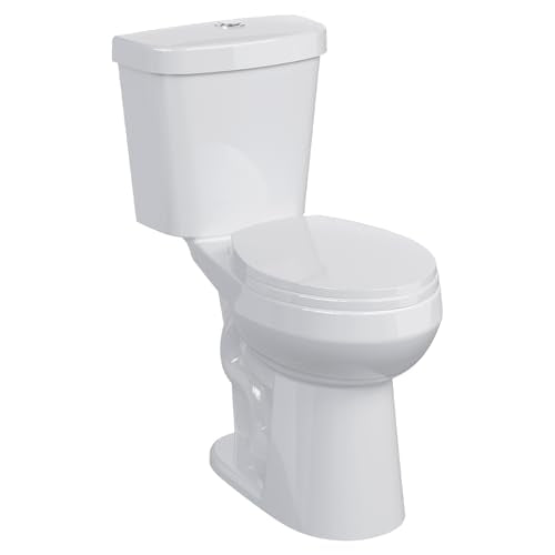 GARVEE 19-Inch Two Piece ADA Compliant Toilet with Dual Flush, Soft Close Seat & Universal Height - 1.28 GPF Siphonic Flush Round Toilet for Small Bathrooms (Cotton White) - Perfect for Residential Homes, Apartments & ADA Accessible Restrooms