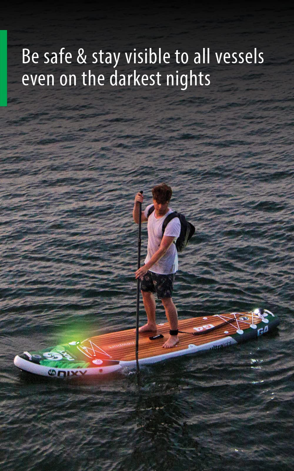 NIXY Rechargeable Kayak and SUP LED Navigation Lights - Red, Green, White with 4 Flashing Modes | Waterproof Back Clip for Paddleboards, Canoes, Boats, Bikes & Rafts | Perfect for Night Paddling, Fishing & Water Safety