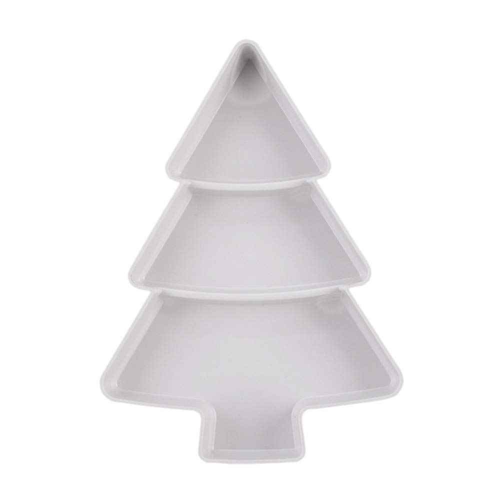 BESTONZON Creative Christmas Tree Shaped Fruit Plate - Durable Plastic Serving Tray for Nuts, Snacks & Appetizers - Perfect for Home Parties, Holiday Gatherings & Festive Decor (White)