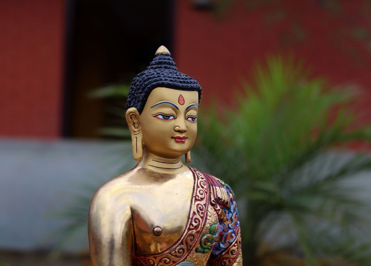 8 Inch Gold Plated Dragon Carved Shakyamuni Buddha Statue - Meditation Decor, Yoga Studio Altar, Asian Home Decor, Spiritual Gift