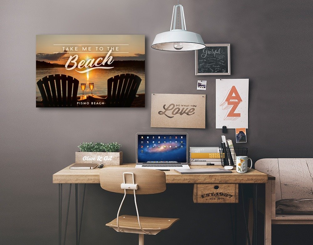 Lantern Press Pismo Beach California Wall Art - 16x24 Wrapped Canvas Print - Coastal Decor for Living Room, Bedroom & Office - Beach Landscape Painting - Perfect Gift for Beach Lovers