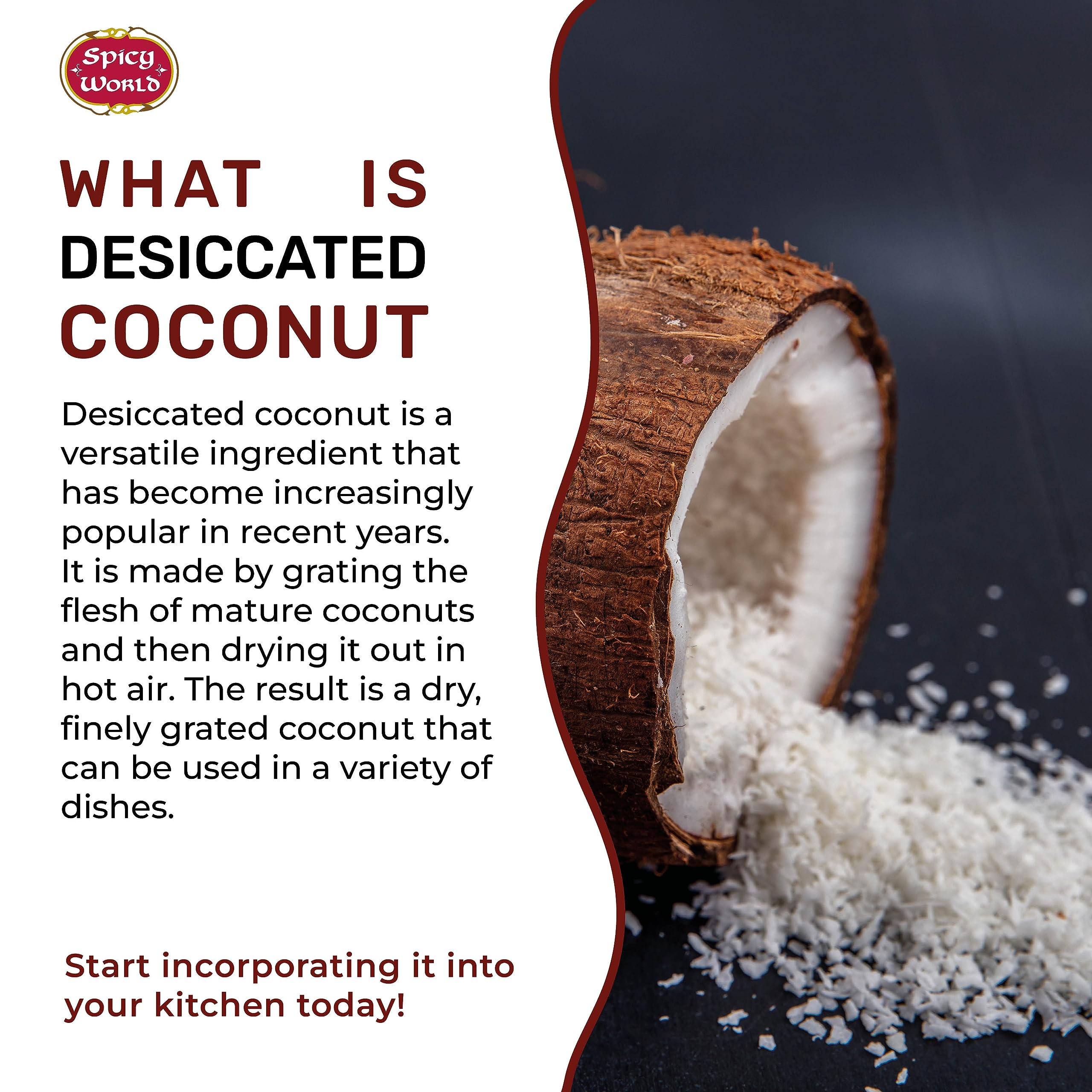 Premium Unsweetened Desiccated Coconut Powder - 2 Pound Bulk Bag | Finely Shredded for Baking, Smoothies, Desserts | Vegan, Gluten-Free, Keto-Friendly | Perfect for Coconut Macaroons, Pina Coladas & Healthy Snacks