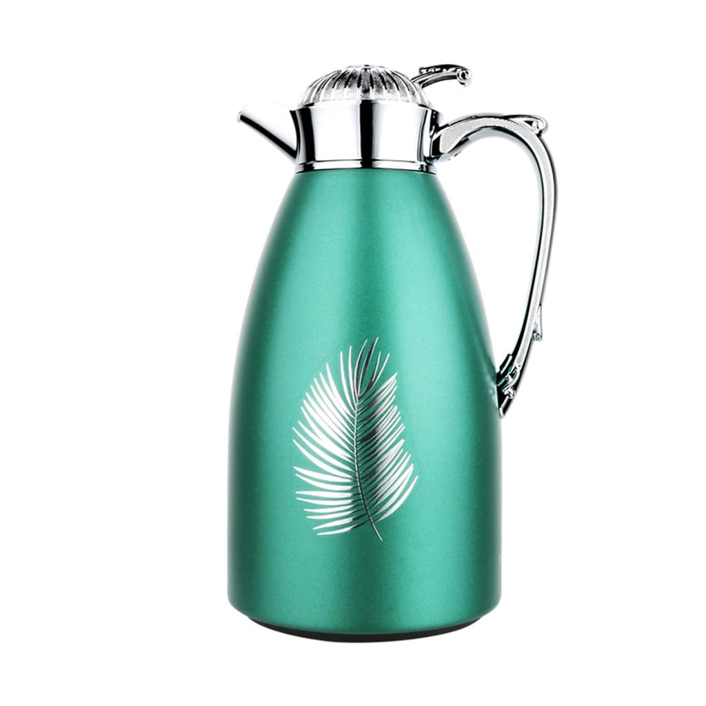 Premium Glass-Lined Double-Walled Thermal Carafe - 56oz Large Insulated Vacuum Flask for Coffee & Tea - 24-Hour Heat Retention - Green - Perfect for Home, Office & Outdoor Use