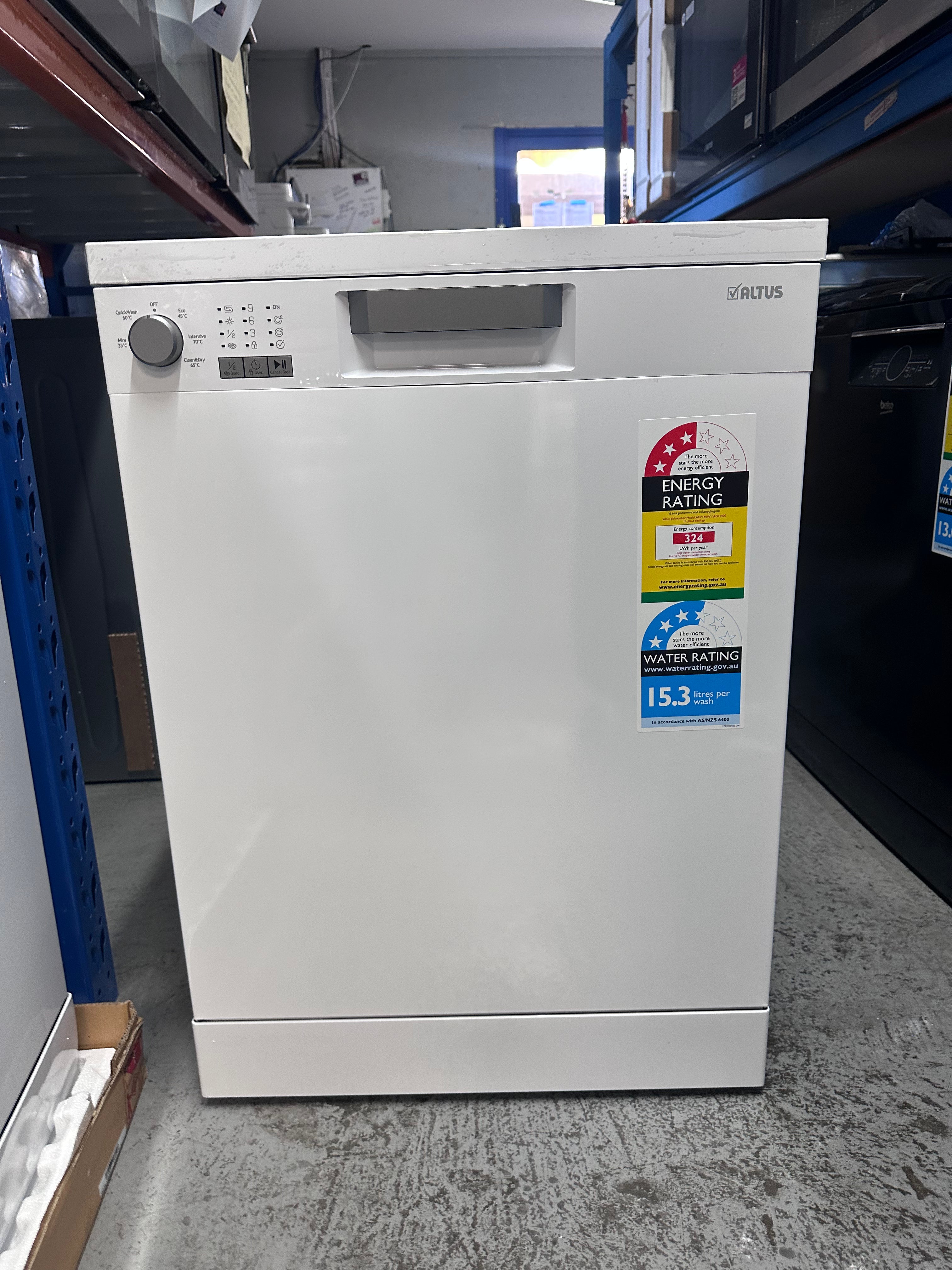 Altus 60cm Freestanding White Dishwasher ADF140W - European Made, Factory Second | Perfect for Small Kitchens & Apartments