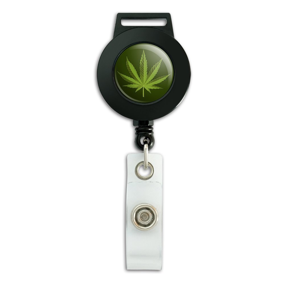 Retractable Marijuana Leaf Lanyard with Badge Holder - Cannabis Themed ID Card Reel for Work, Events & Festivals