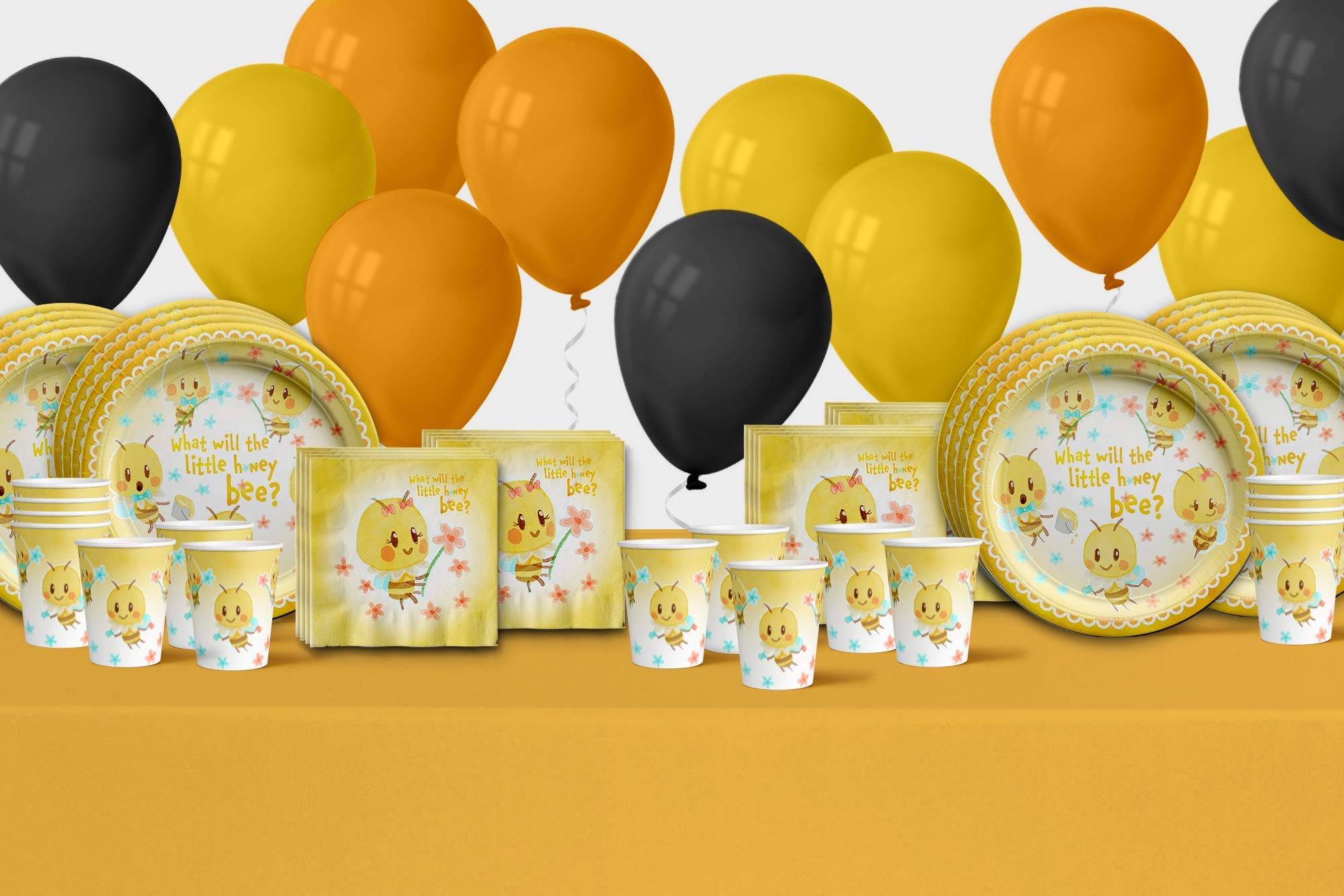 Little Honey Bee Gender Reveal Party Supplies Set - 16-Piece Tableware Kit with Plates, Napkins & Cups | Perfect for Baby Shower, Gender Announcement & Themed Celebrations