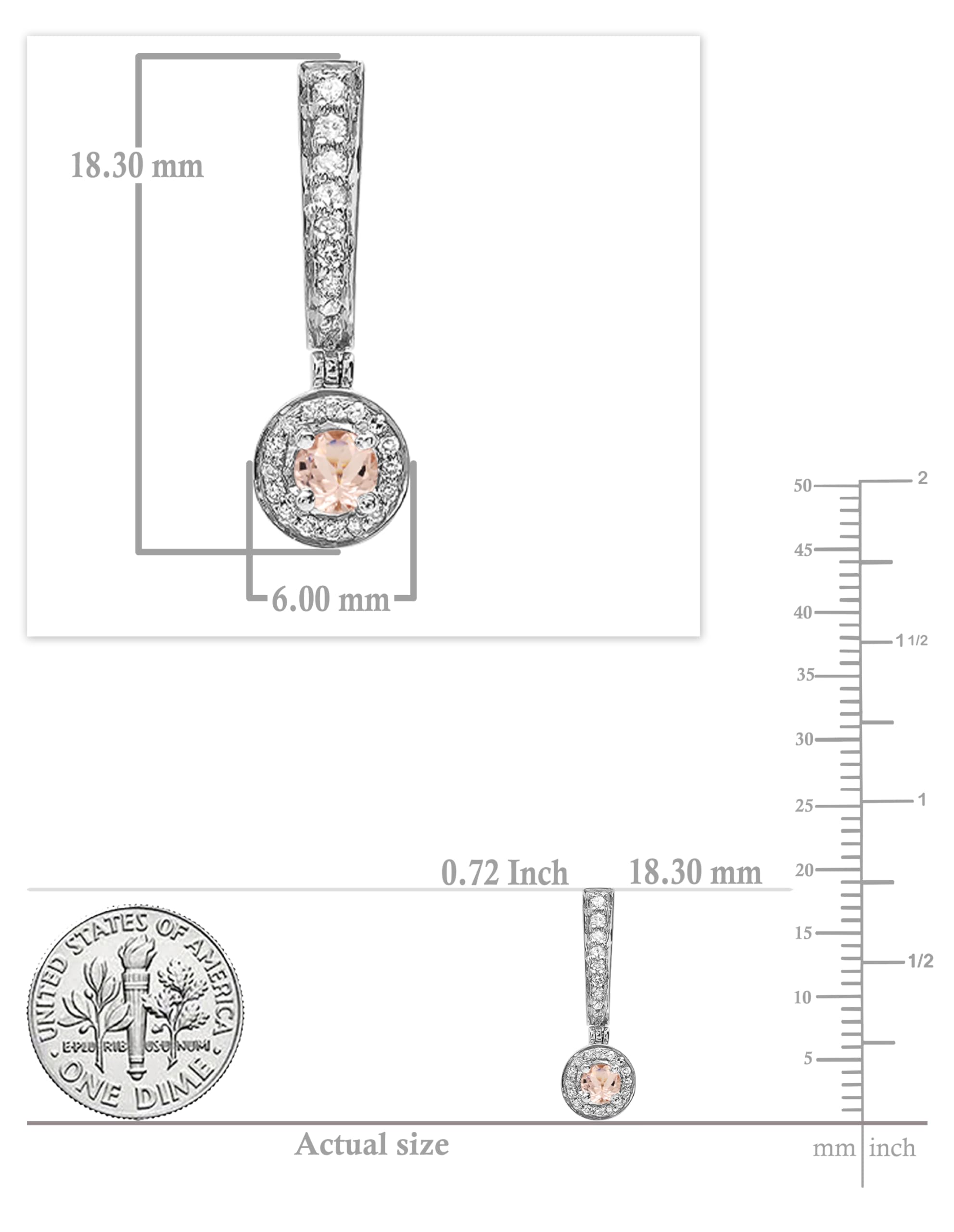 Dazzlingrock Collection 14K Solid White Gold Round Gemstone & Diamond Drop Earrings for Women - Perfect for Weddings, Parties & Special Occasions