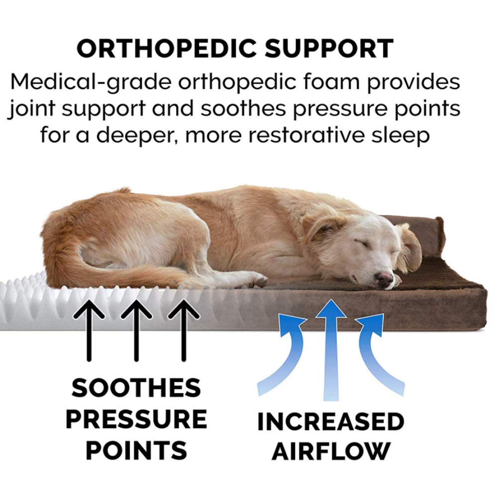 Premium Orthopedic Dog Bed - Large L-Shaped Chaise Lounge Sofa Style Pet Crate Mat with Removable Washable Cover (Coffee) - Perfect for Living Room Corner, Bedroom & Pet-Friendly Spaces - Ideal for Medium to Large Dogs
