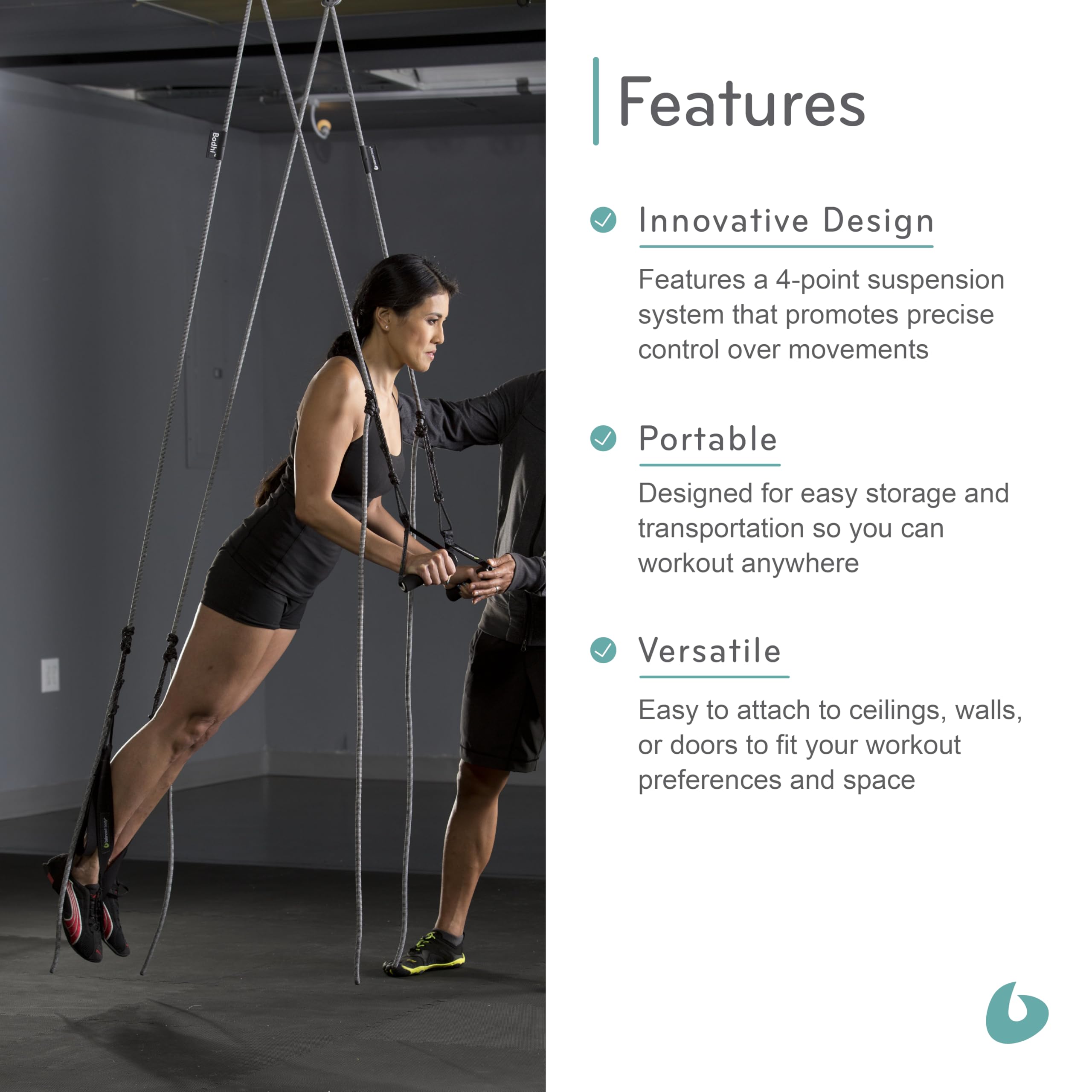 Balanced Body Bodhi Suspension System - Professional Pilates Gym Equipment with Adjustable Straps for Home & Studio Workouts | Perfect for Strength Training, Flexibility & Rehabilitation Exercises (Gray)